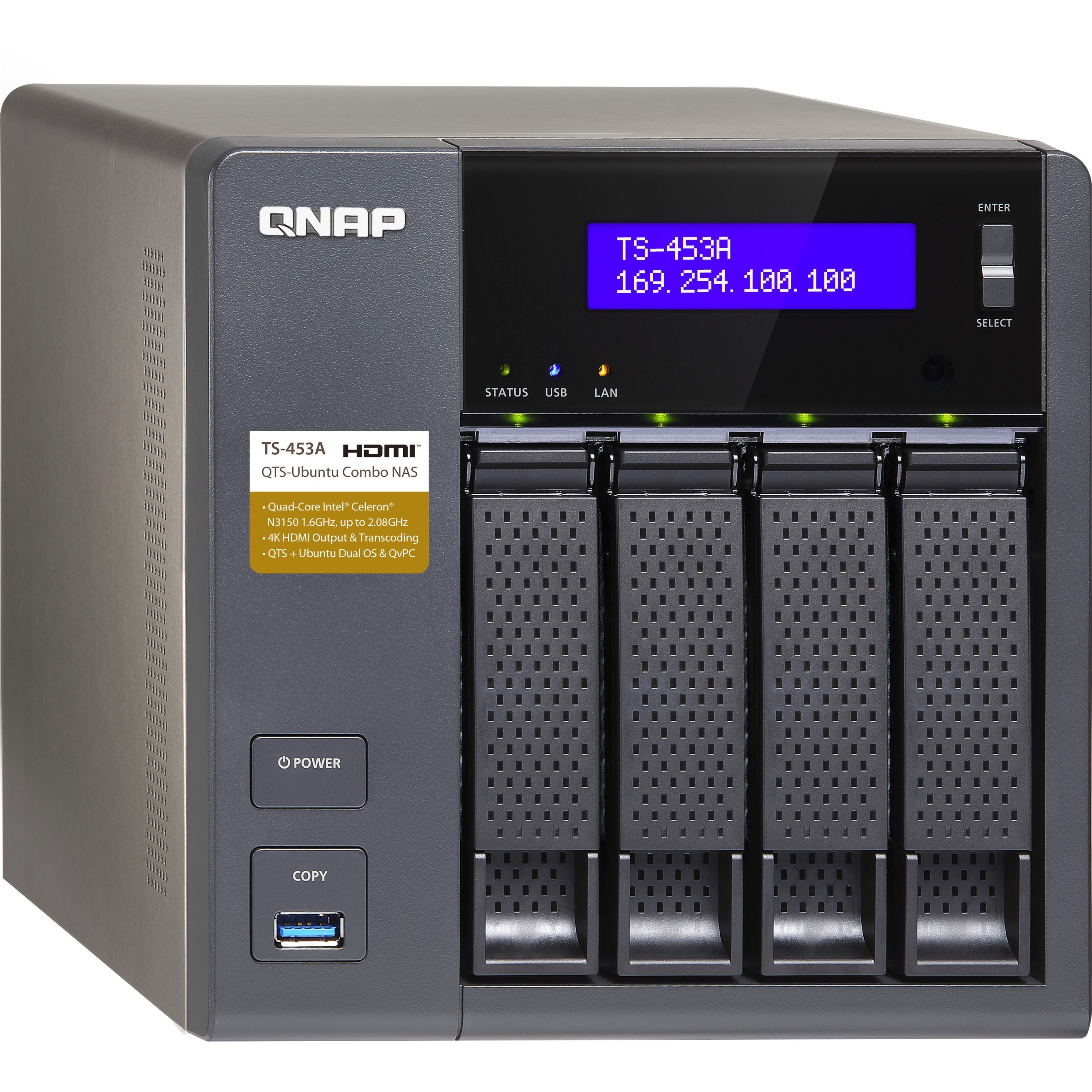 QNAP Turbo NAS TS453A 4 x Total Bays NAS Server Desktop TS453A4G
