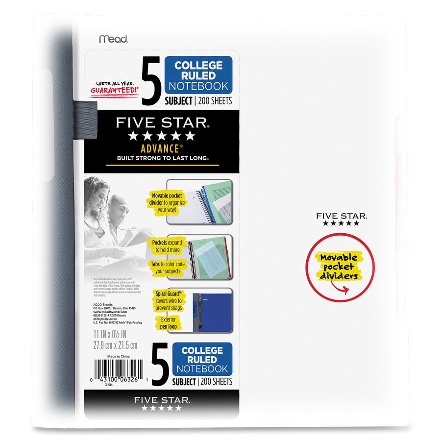 Mead College Ruled Subject Notebooks 200 Pages Spiral 11" x 10.2