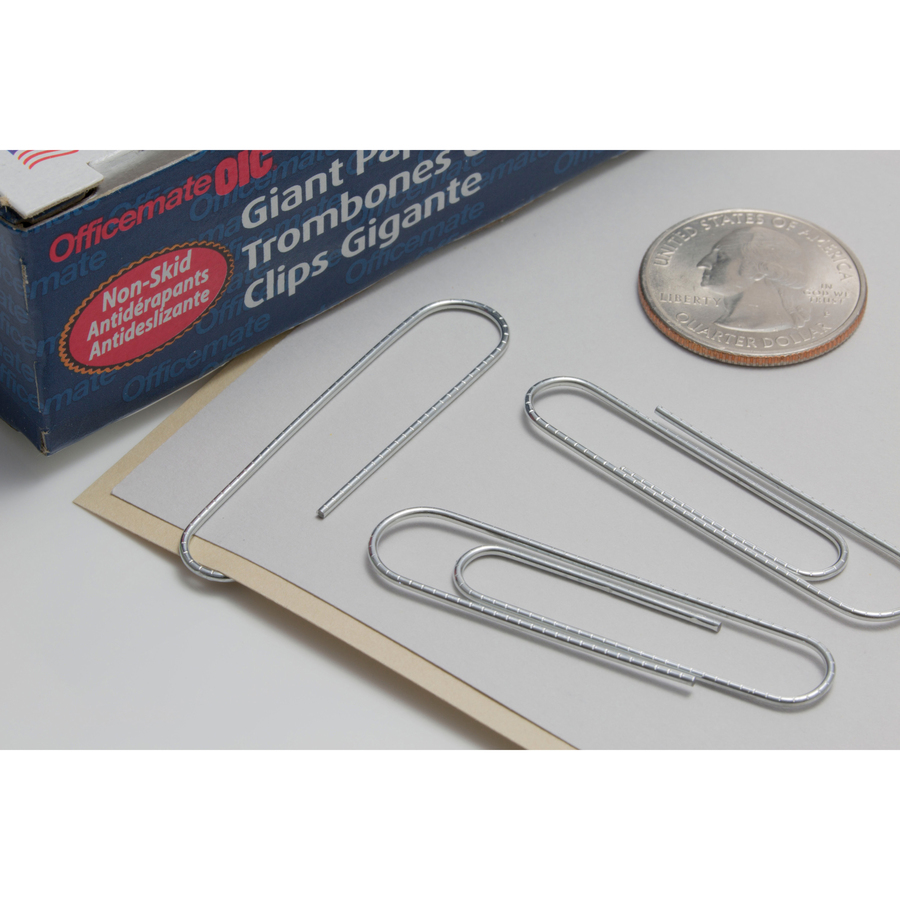 Officemate Giant Nonskid Paper Clips Jumbo 2" Length OIC99915, OIC