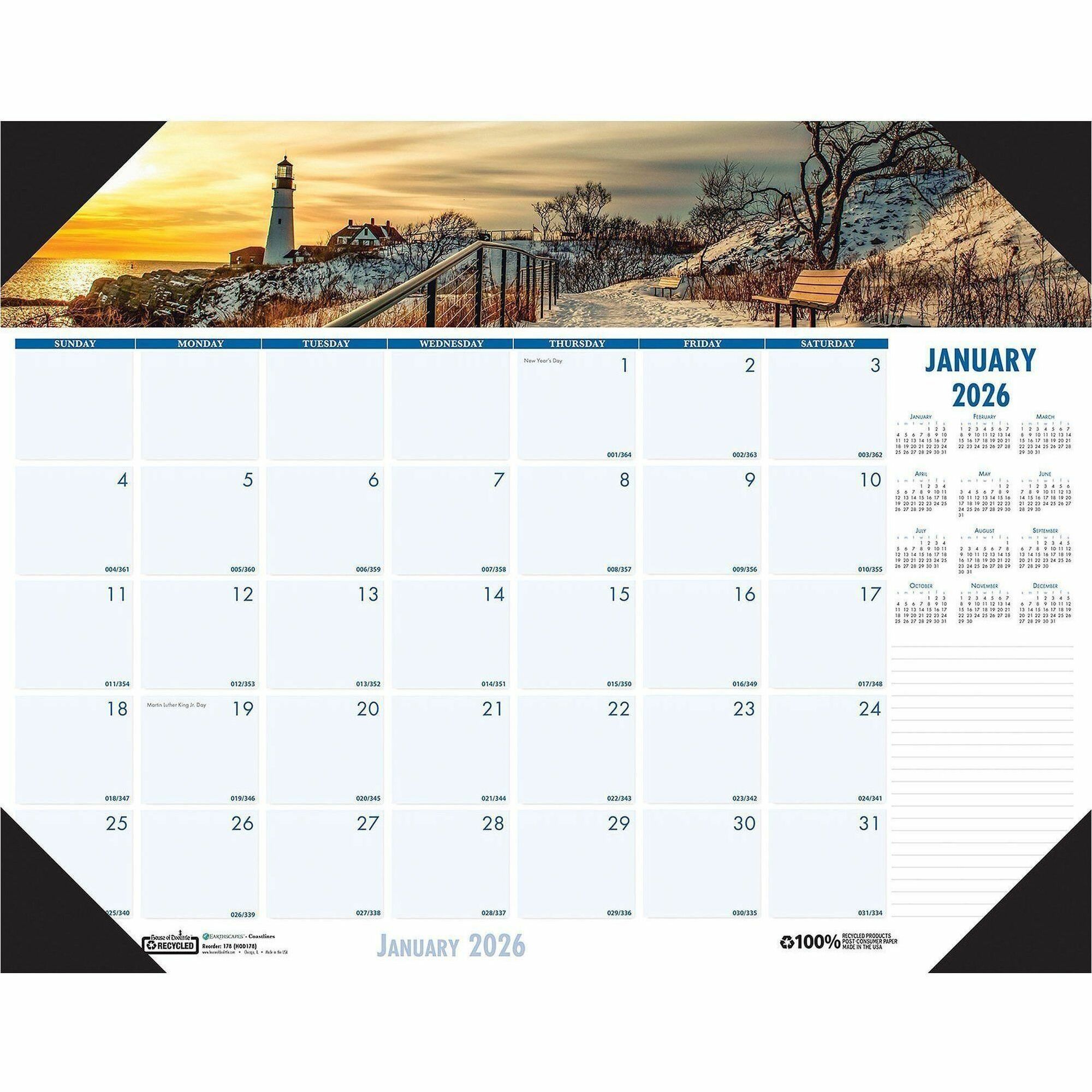 House of Doolittle EarthScapes Coastlines Desk Pad Julian Dates