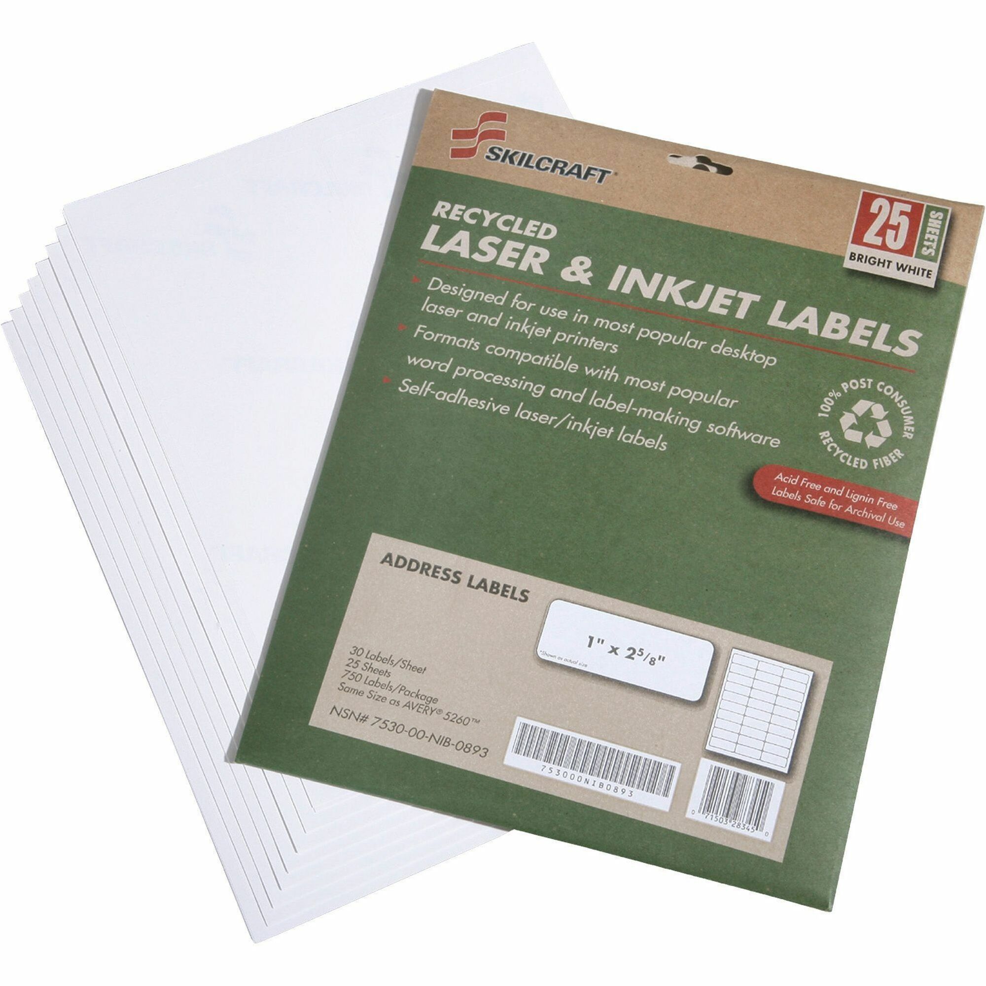 Business Source Bright White Premiumquality Address Labels 1" x 2 5/