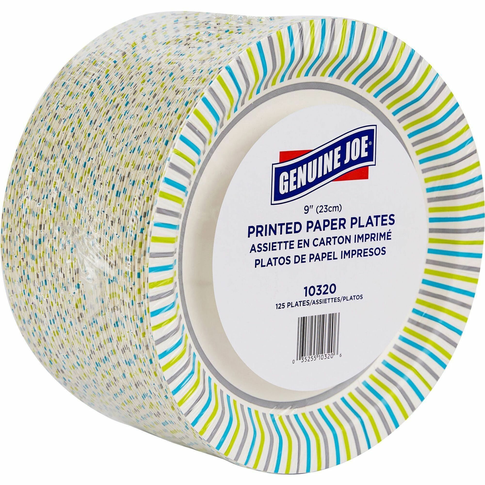 Genuine Joe 9" Printed Paper Plates Disposable 9" Diameter