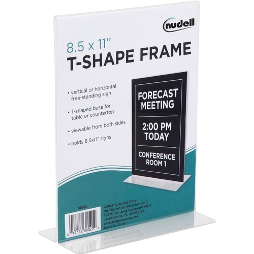 NuDell Tshape Acrylic Frame Standing Sign Holder Holds 8.50" x 11