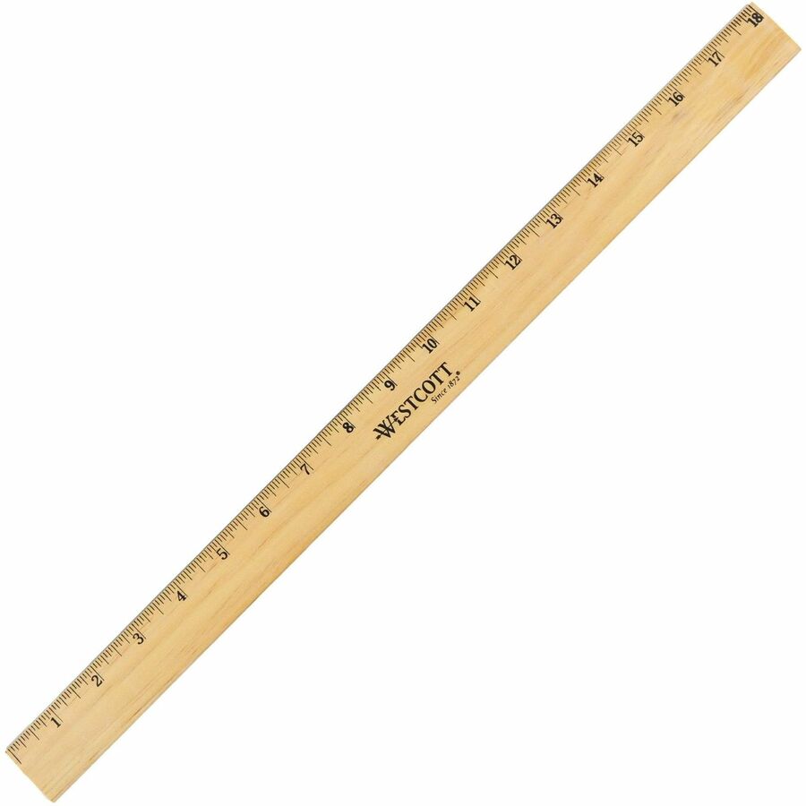 Westcott Beveled Metal Edge Wood Rulers 18" Length 1" Width 1/16