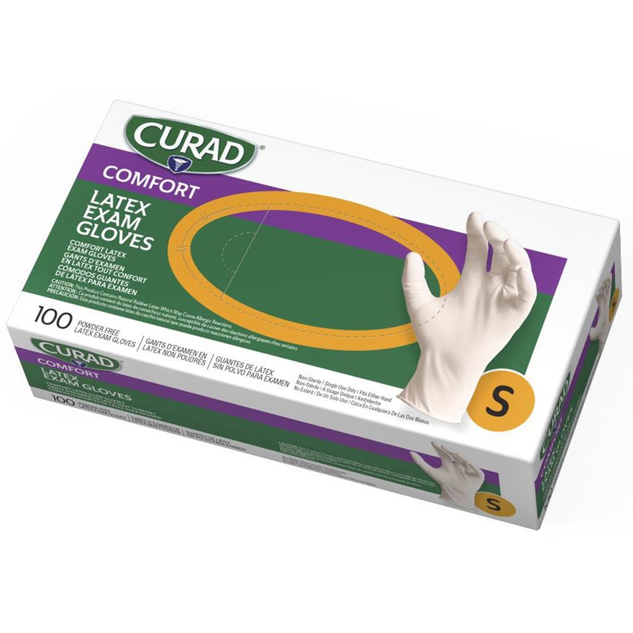 Curad Powder Free Latex Exam Gloves Small Size Latex White