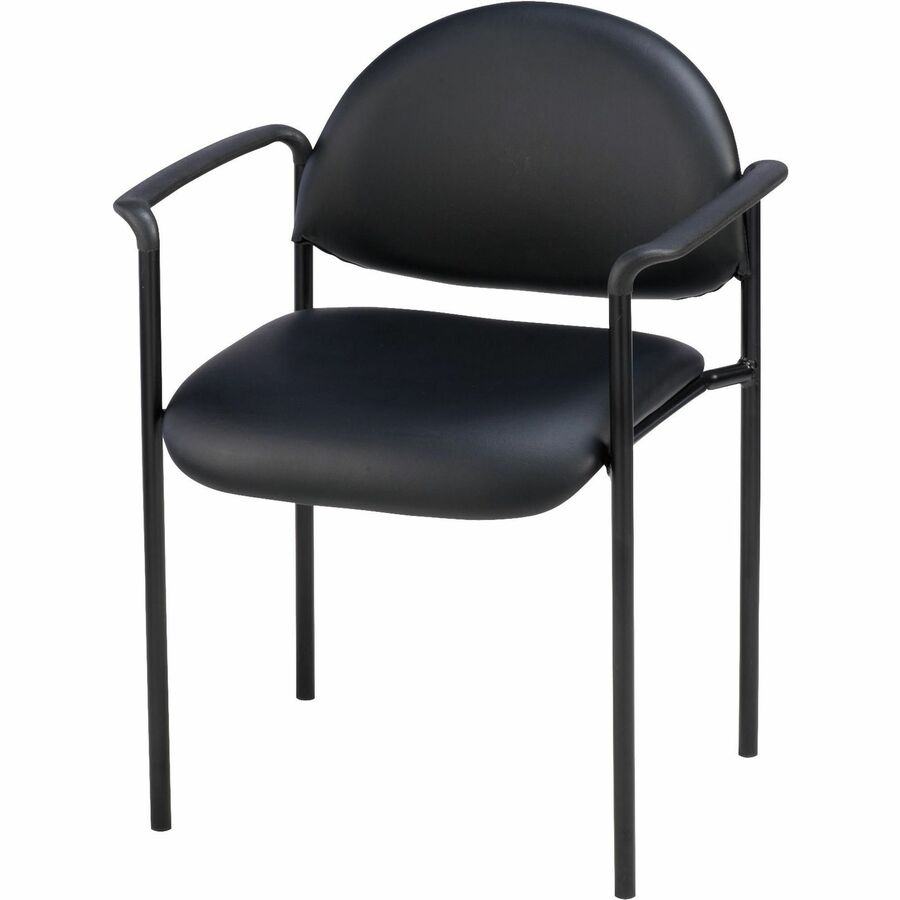 Lorell Reception Guest Chair Black Vinyl Seat Vinyl Back Steel