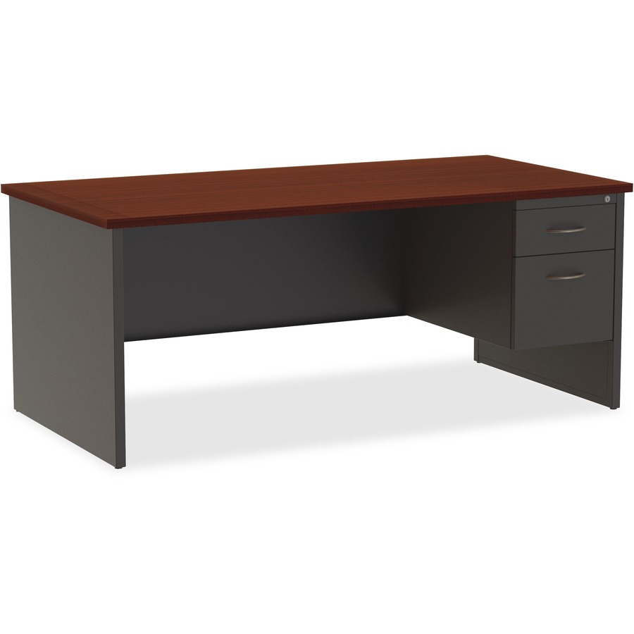LLR79144 Lorell Mahogany Laminate/Charcoal Modular Desk Series