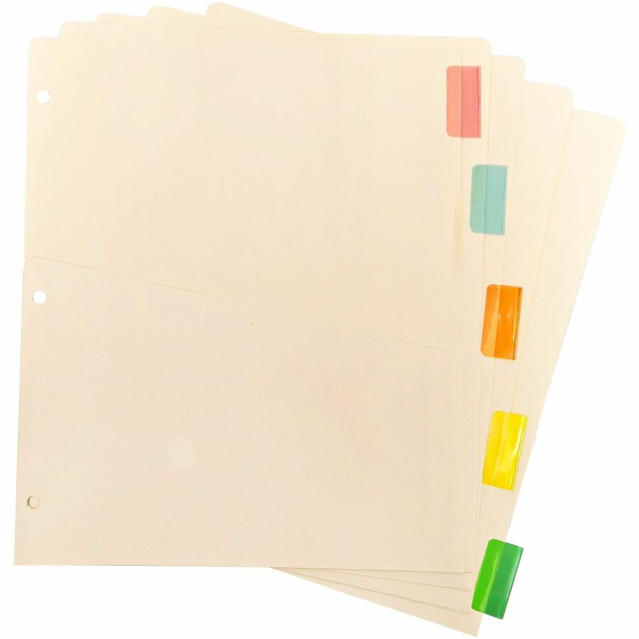 BSN02073 Business Source Color Tab Pocket Binder Dividers Blank Tab