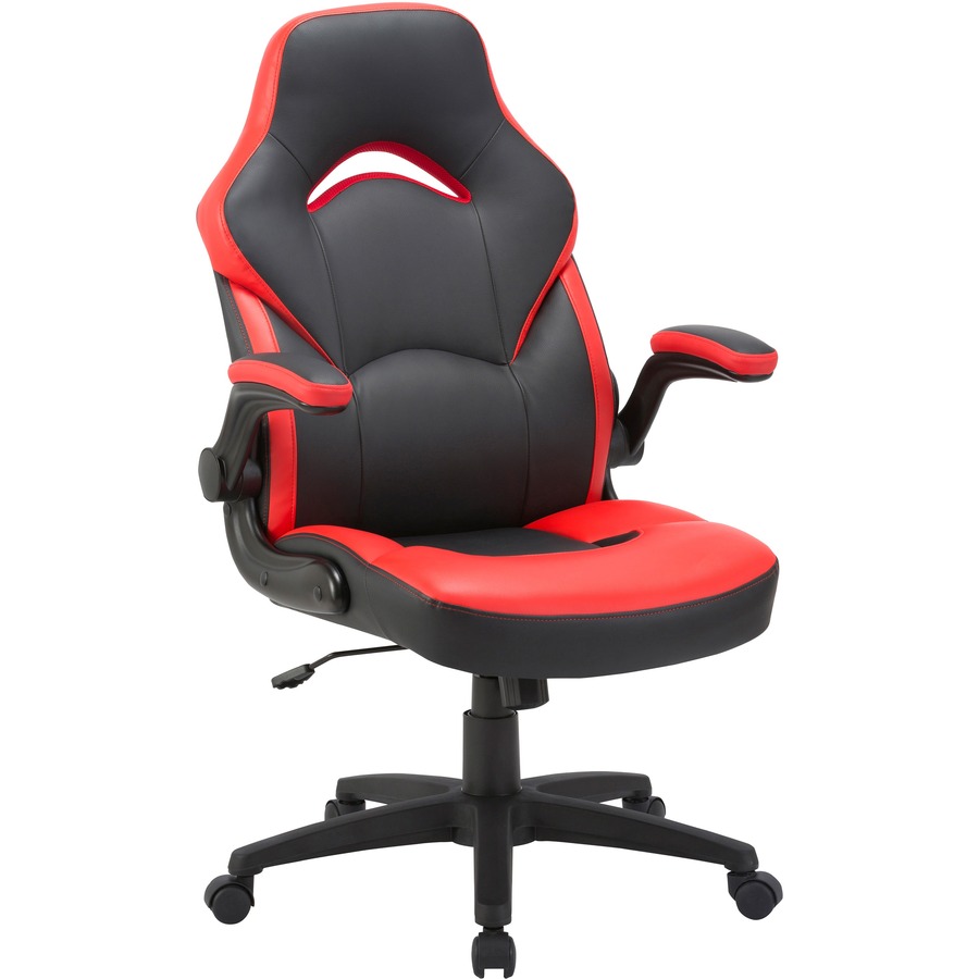 LLR84387 Lorell Bucket Seat Highback Gaming Chair Red, Black Seat
