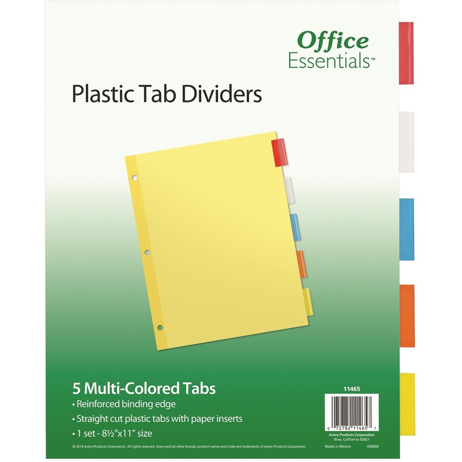 Avery® Office Essentials Insertable Dividers 5 x Divider(s) 5 Tab(s) 5 5 Tab(s)/Set 8.