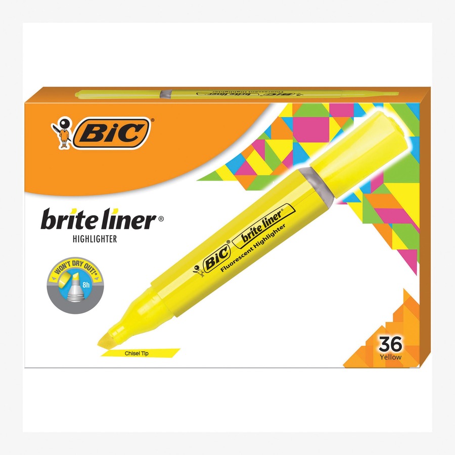 BICBLMG11YW BIC Brite Liner Fluorescent Highlighters Office Supply Hut