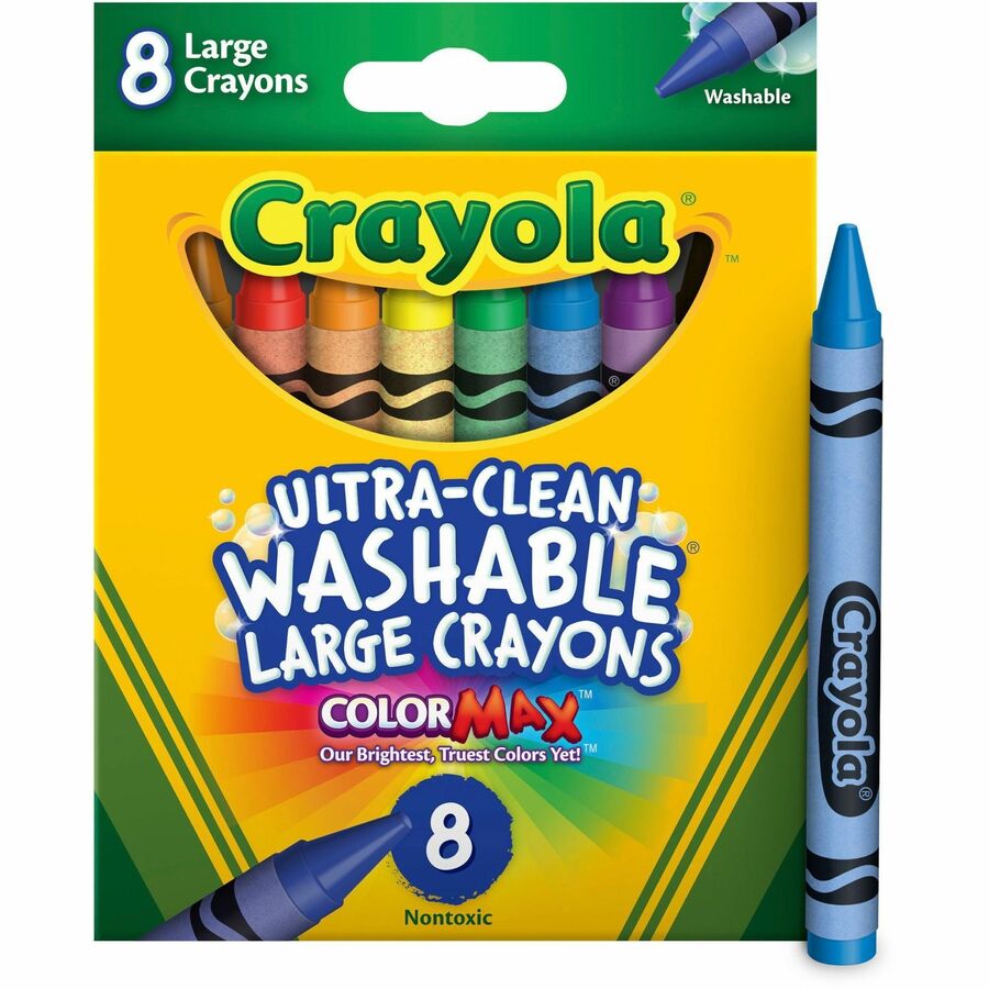 CYO523280 Crayola Kid's 8 Count Large Washable Crayons Assorted 8