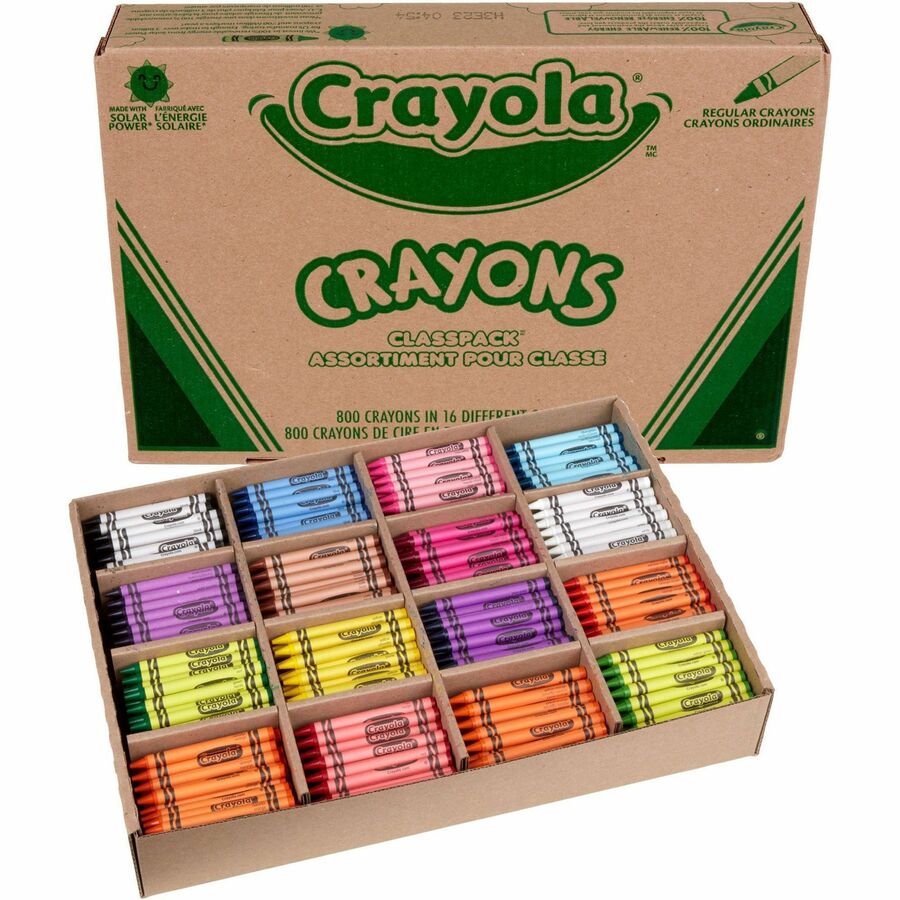 CYO528016 Crayola 16Color Classpack Crayons Black, Blue, Brown, Green, Orange, Redviolet
