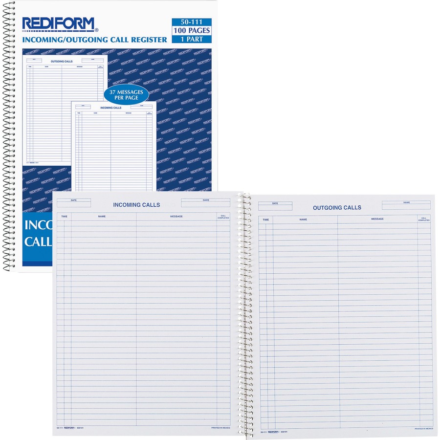 Rediform Call Register Book 100 Sheet(s) Wire