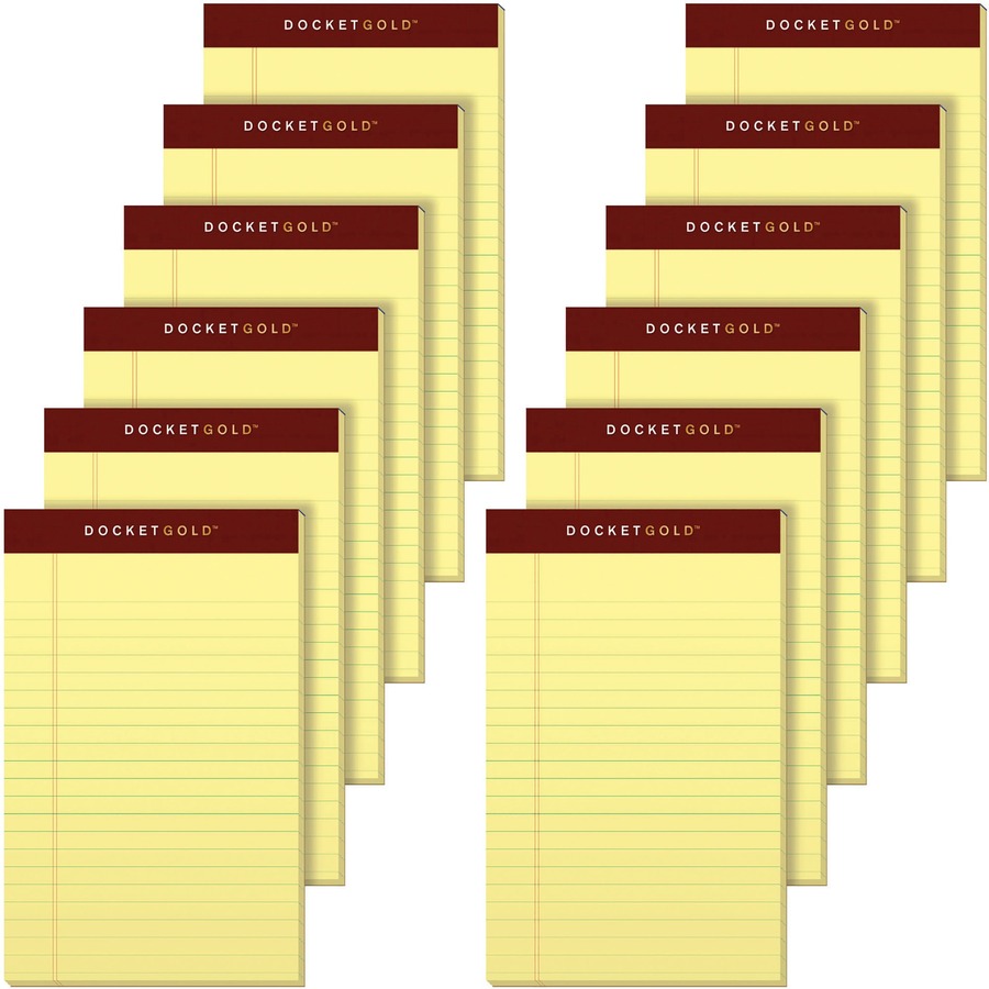 TOPS Docket Gold Jr. Legal Ruled Canary Legal Pads Jr.Legal 50