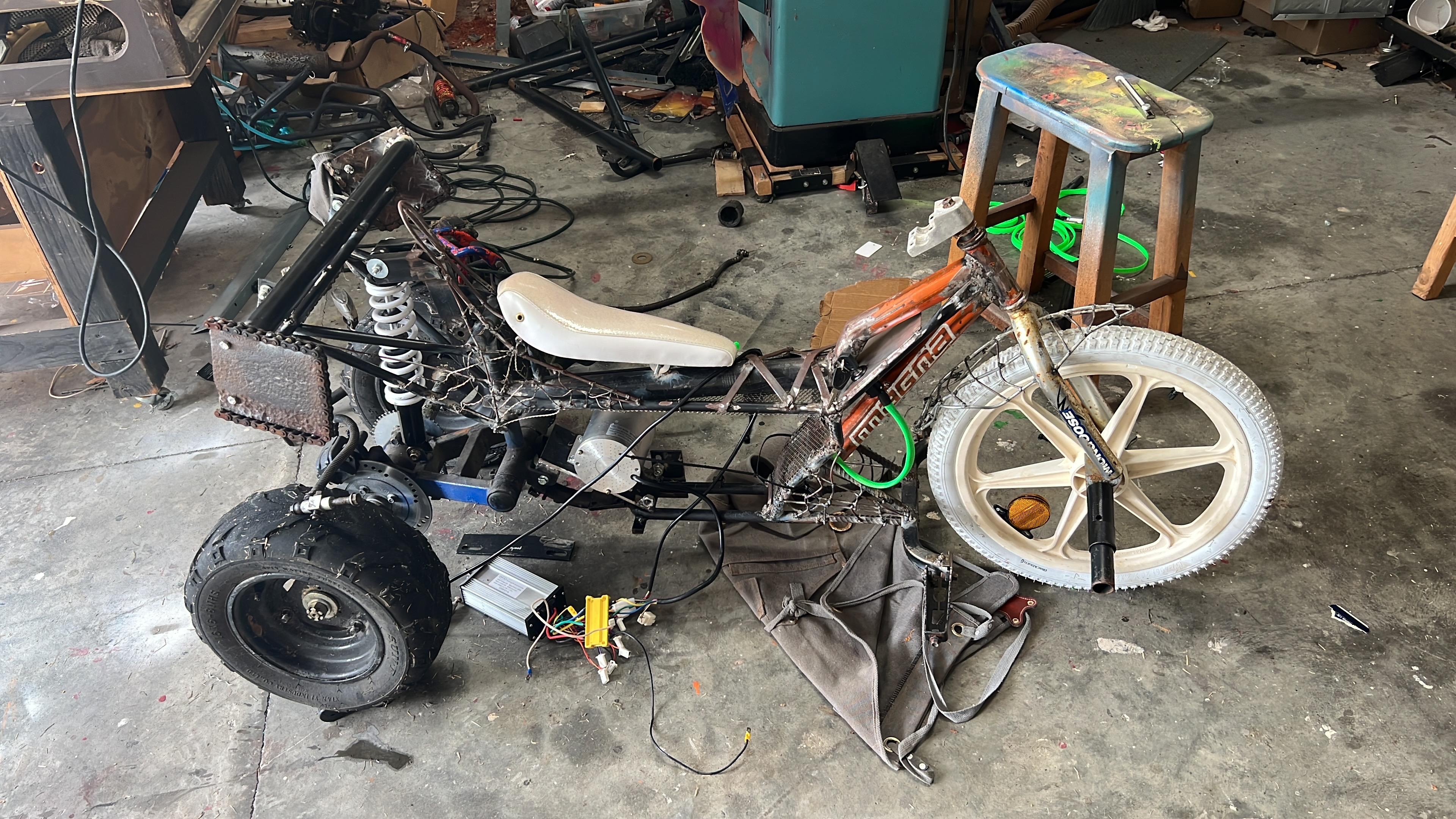 Custom Electric Drift Trike With Metal Spider s, Flames and Led