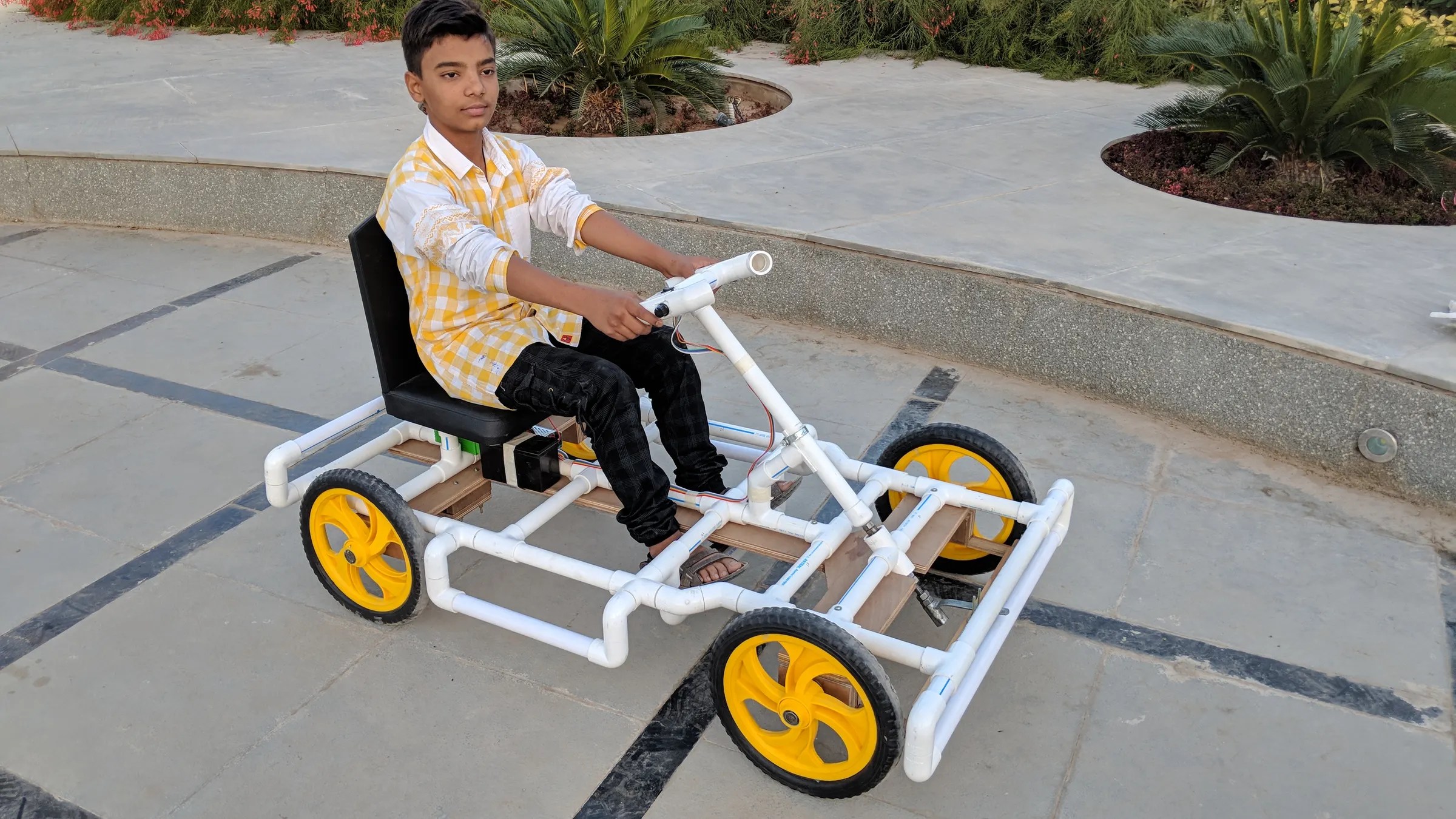 How to Make a Go Kart / Electric Car Using PVC Pipe at Home 7 Steps