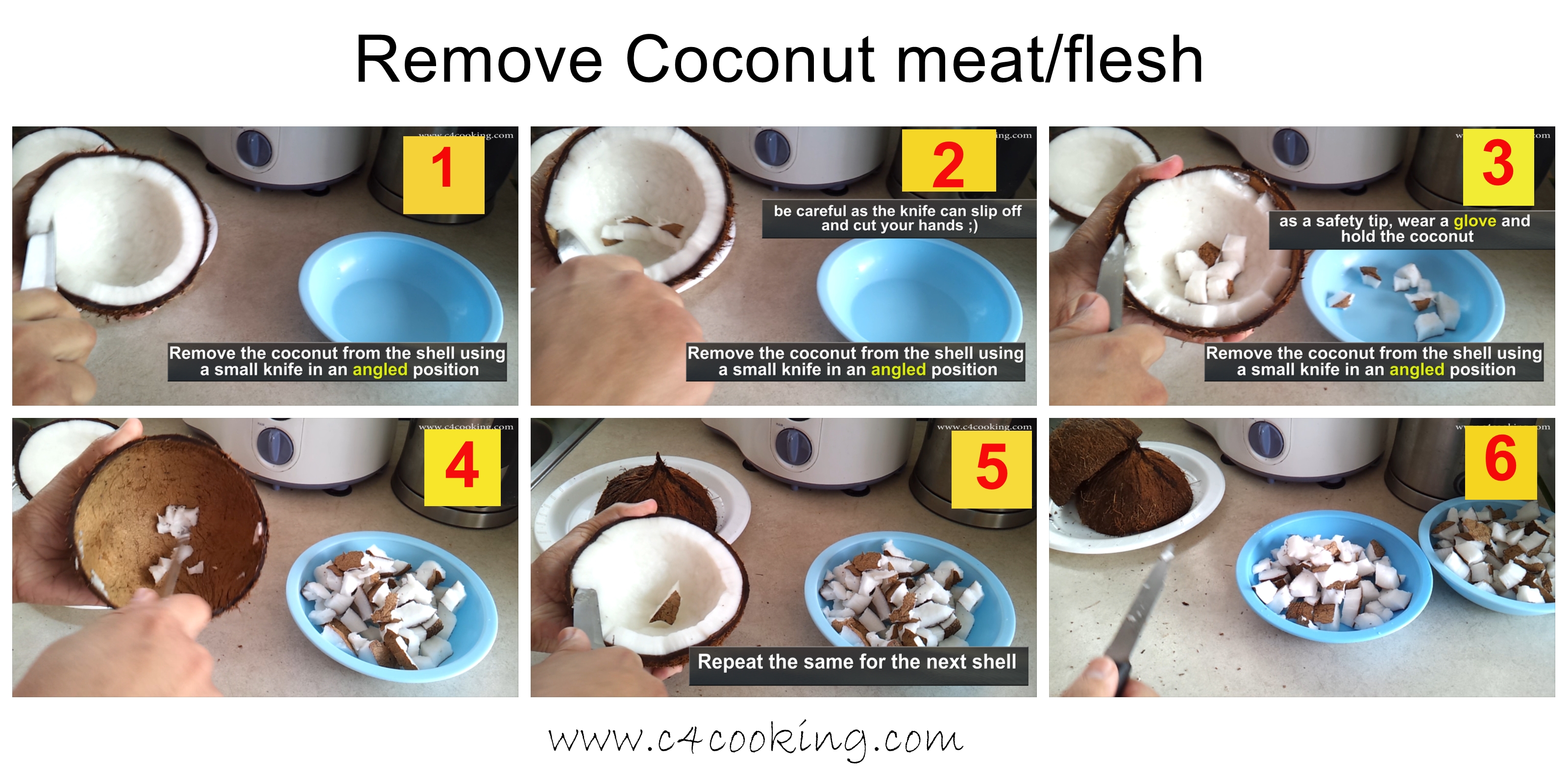 COCONUT BASICS How to ( BREAK / REMOVE COCONUT MEAT / GRATE / FREEZE