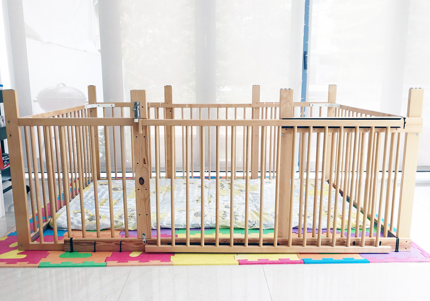 Supersized Toddler Playpen With Sliding Gate Out of Old IKEA Cots 6