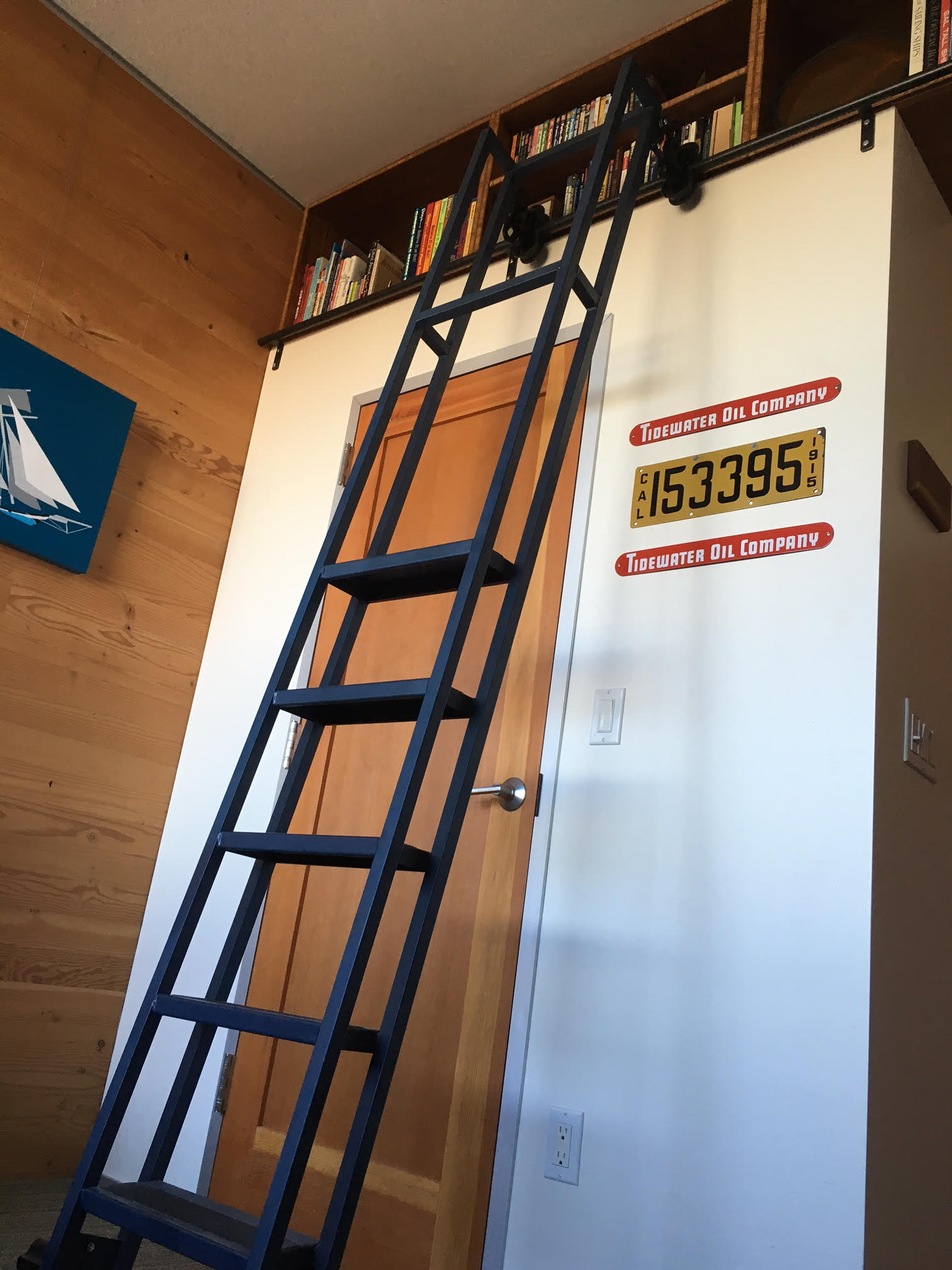 Ceiling Bookshelf With Library Ladder 3 Steps (with Pictures