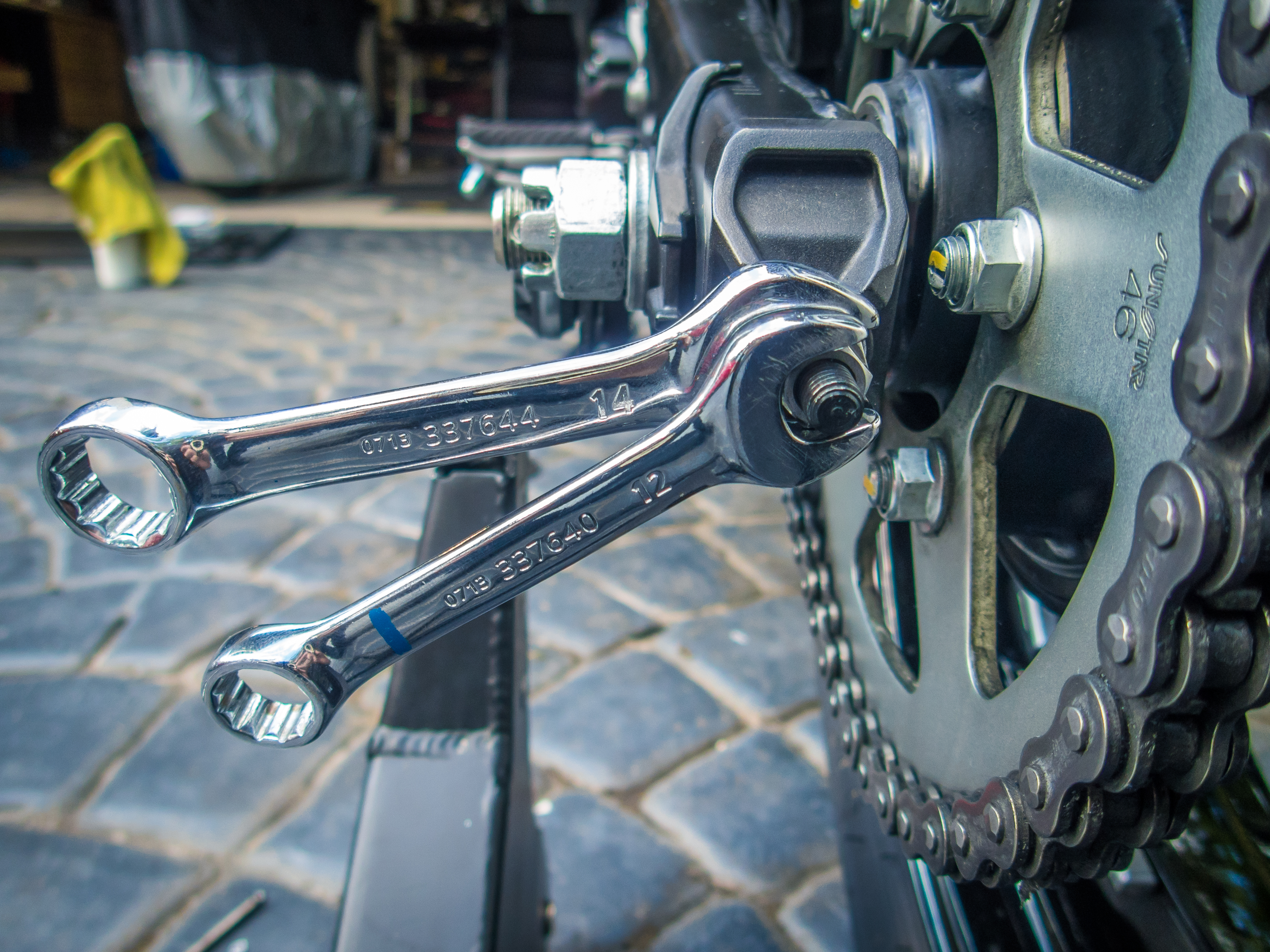 DIY Motorcycle Chain Tension Adjustment & Rear Wheel Alignment 13