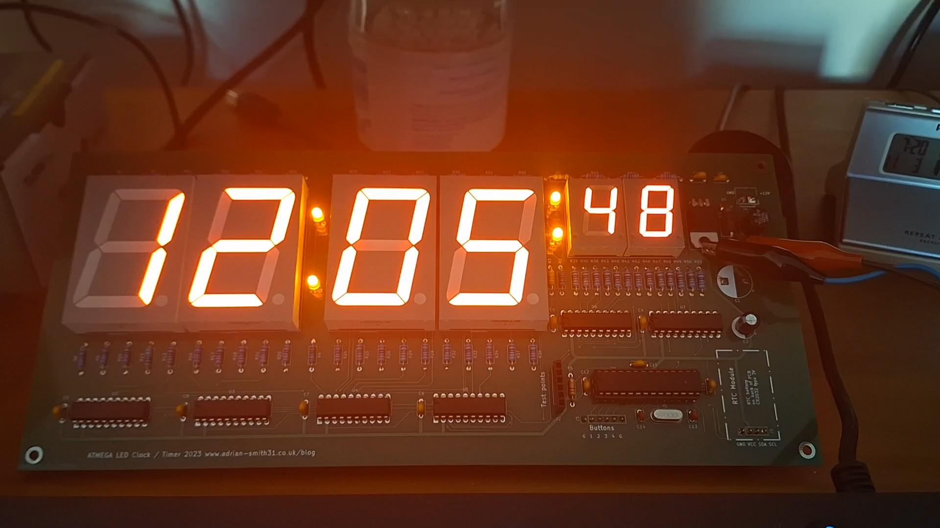 Large 6 Digit LED Clock 1.8" + 0.8" High Digits Using Arduino and