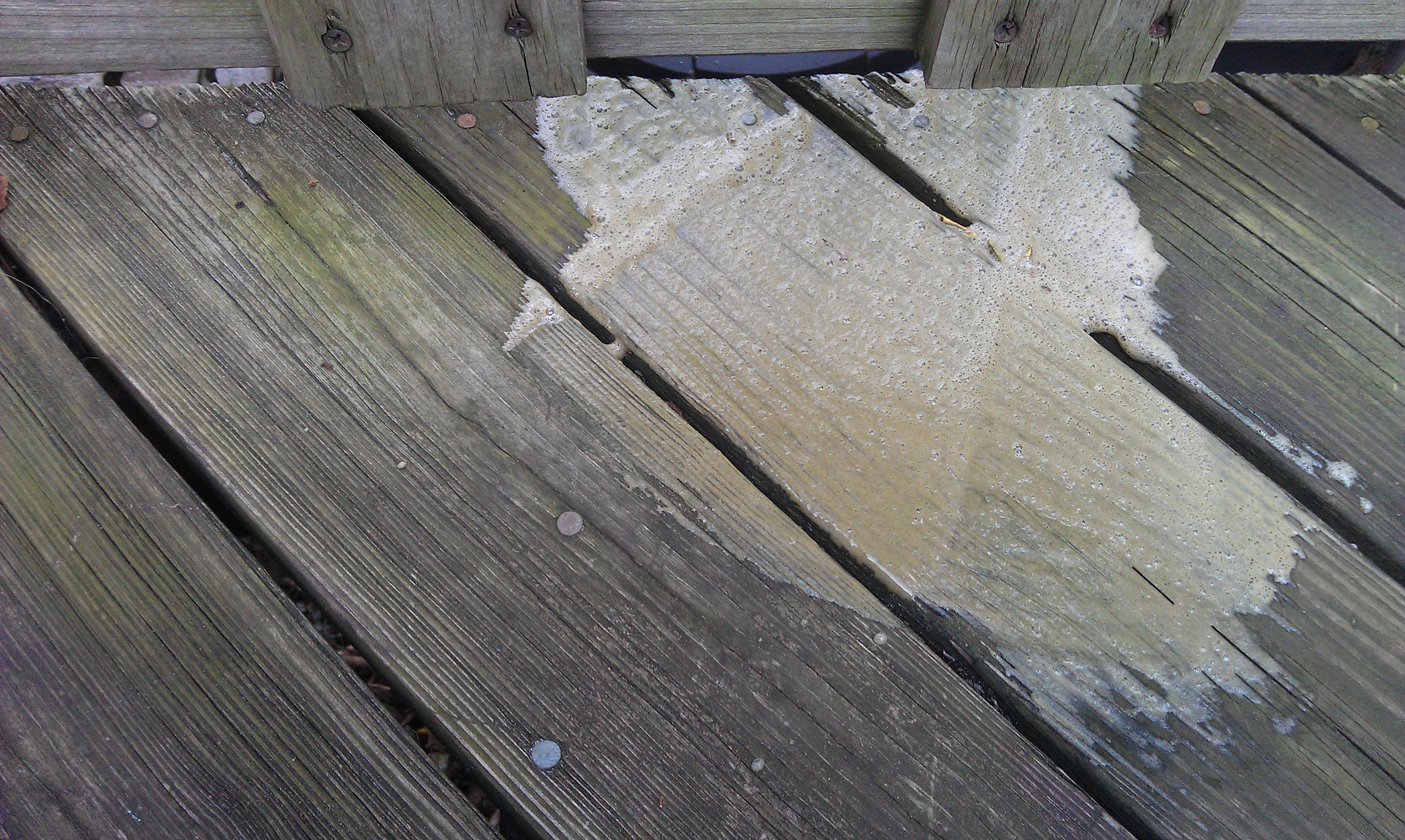 Killing Algae Growing on a Wooden Deck Using Hydrogen Peroxide