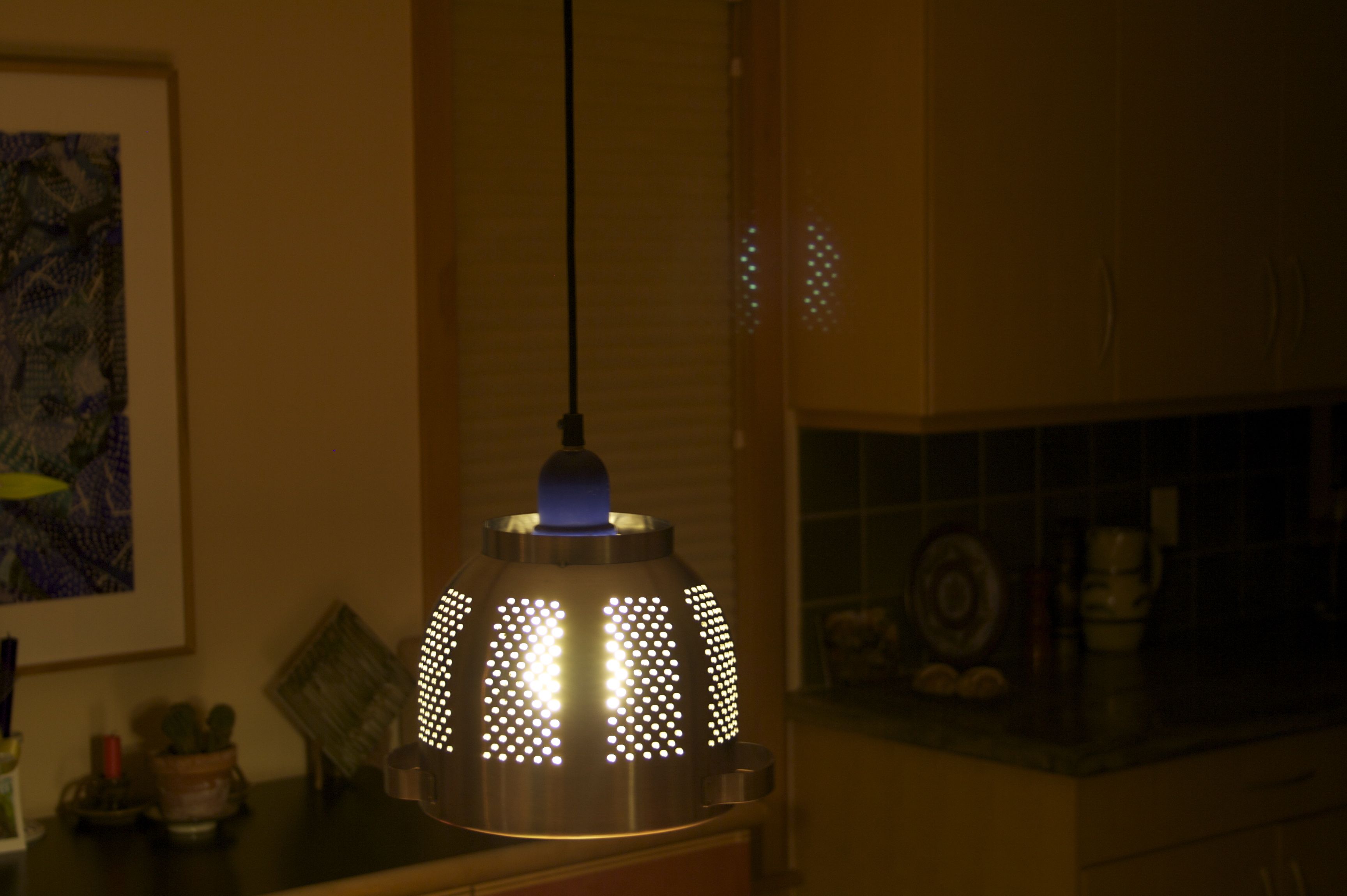 Hanging Colander Lamp Shade 6 Steps Instructables