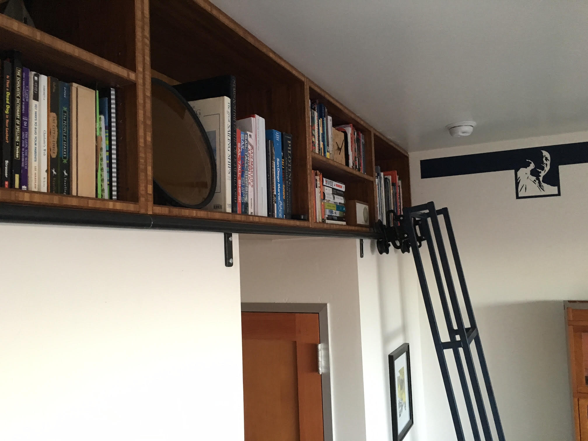 Ceiling Bookshelf With Library Ladder 3 Steps (with Pictures