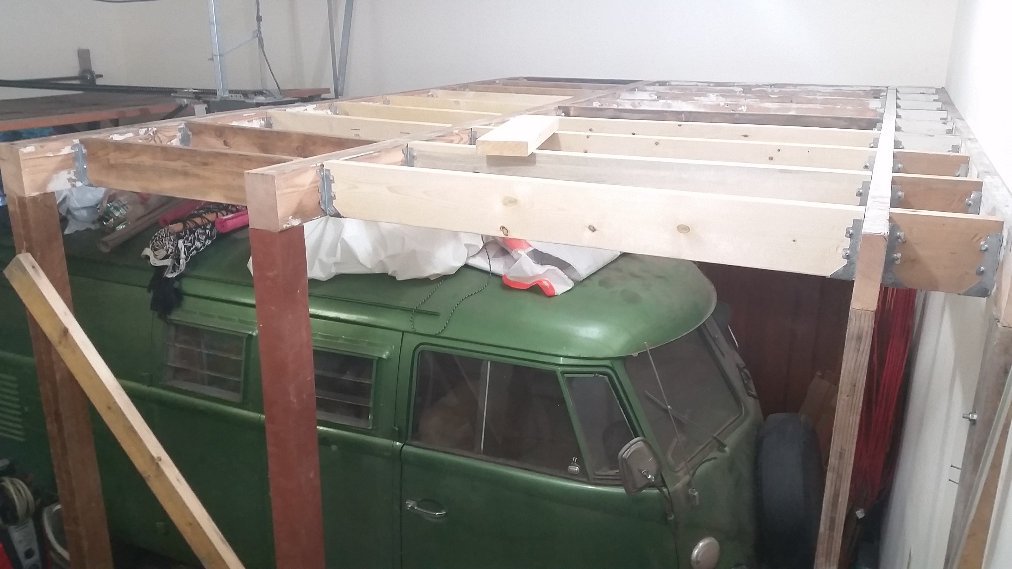 DIY Hanging Storage Shelves With Sliding Doors Overhead Garage