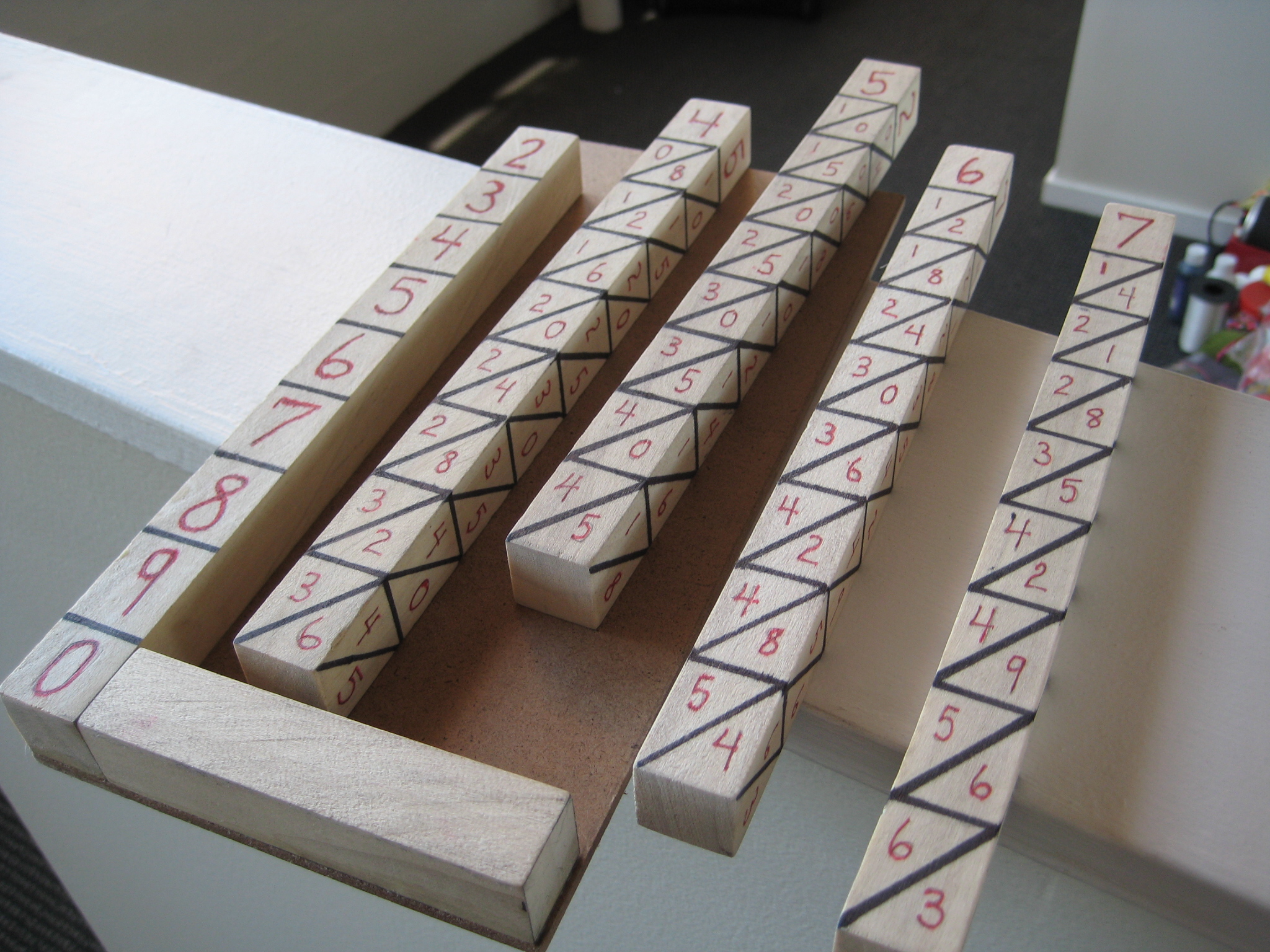 Napier's Bones Quickly Multiply, Wooden Style 9 Steps (with Pictures