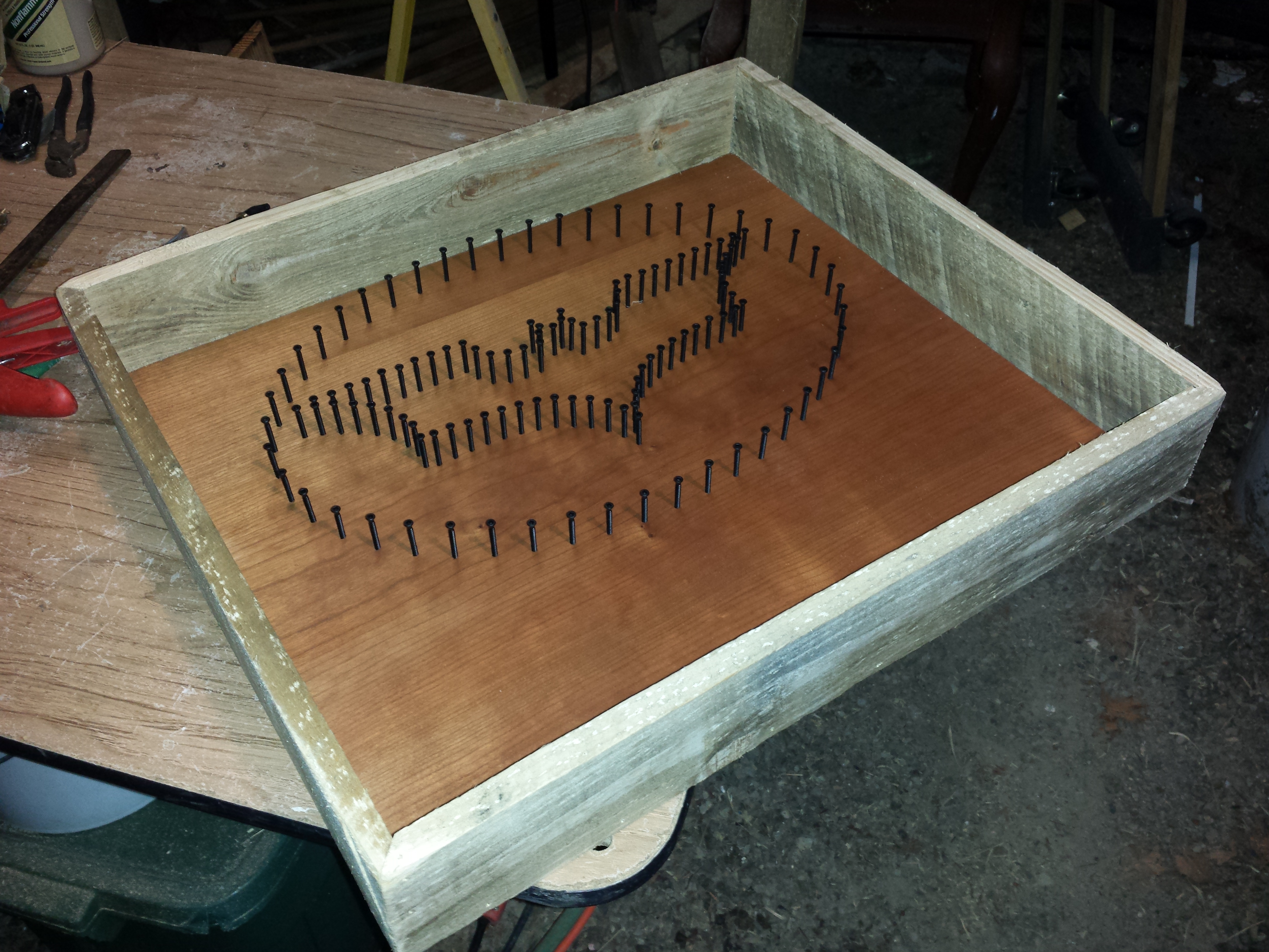 String Art in Shadow Box (Batarang) Instructables