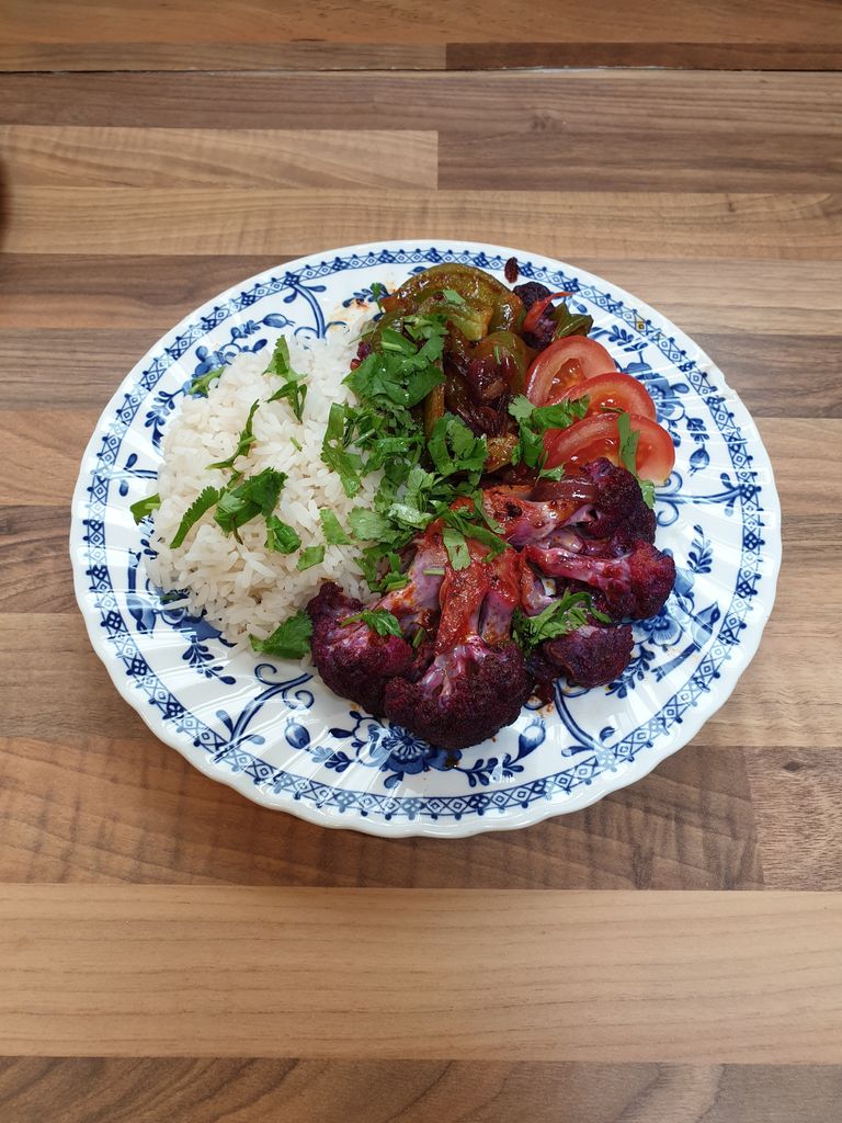 Cajun Purple Cauliflower Steaks With Onions and Peppers 6 Steps (with