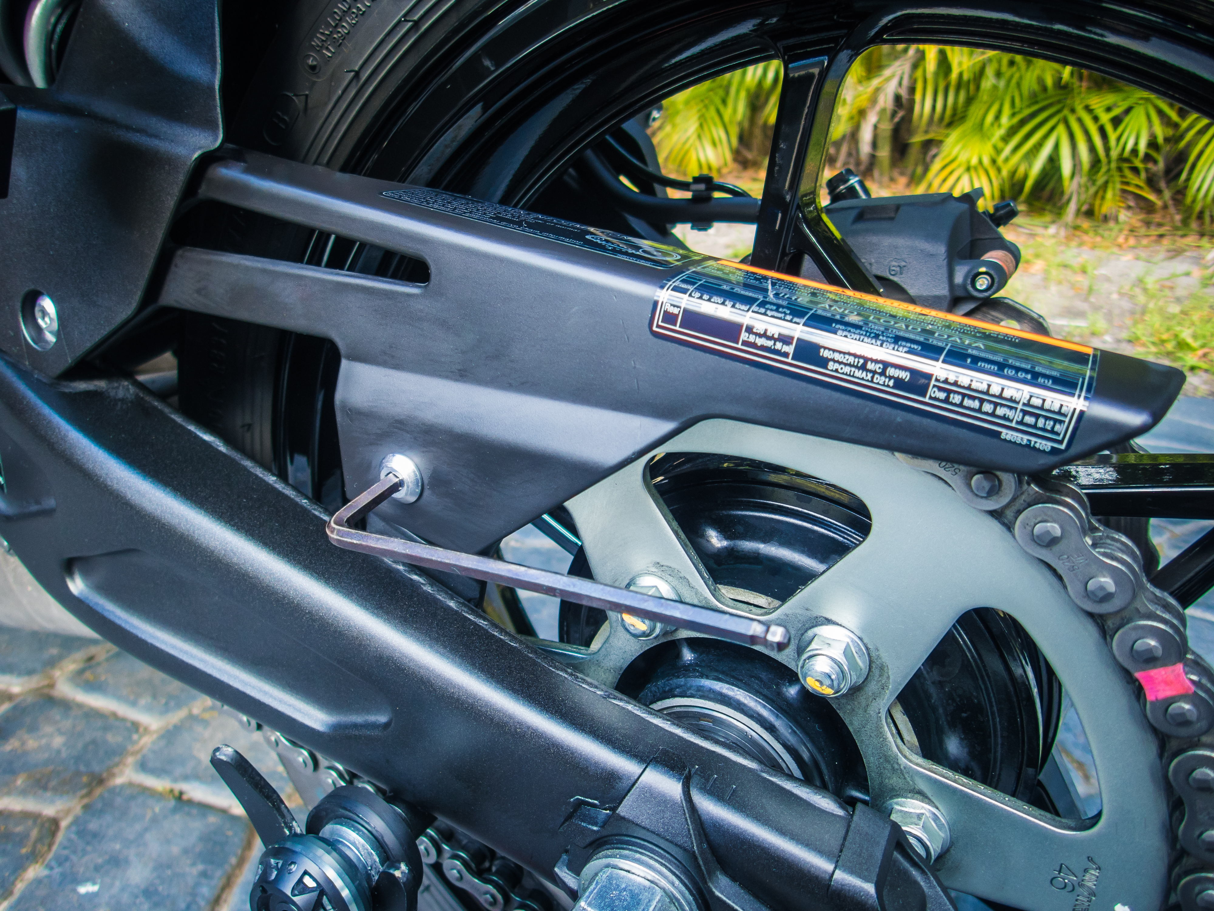 DIY Motorcycle Chain Tension Adjustment & Rear Wheel Alignment 13