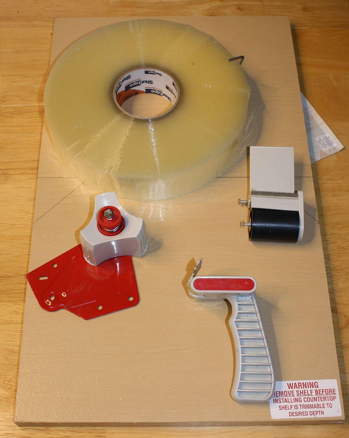 Tape Dispenser Recycled for Use With Large Packing Tape Rolls (from
