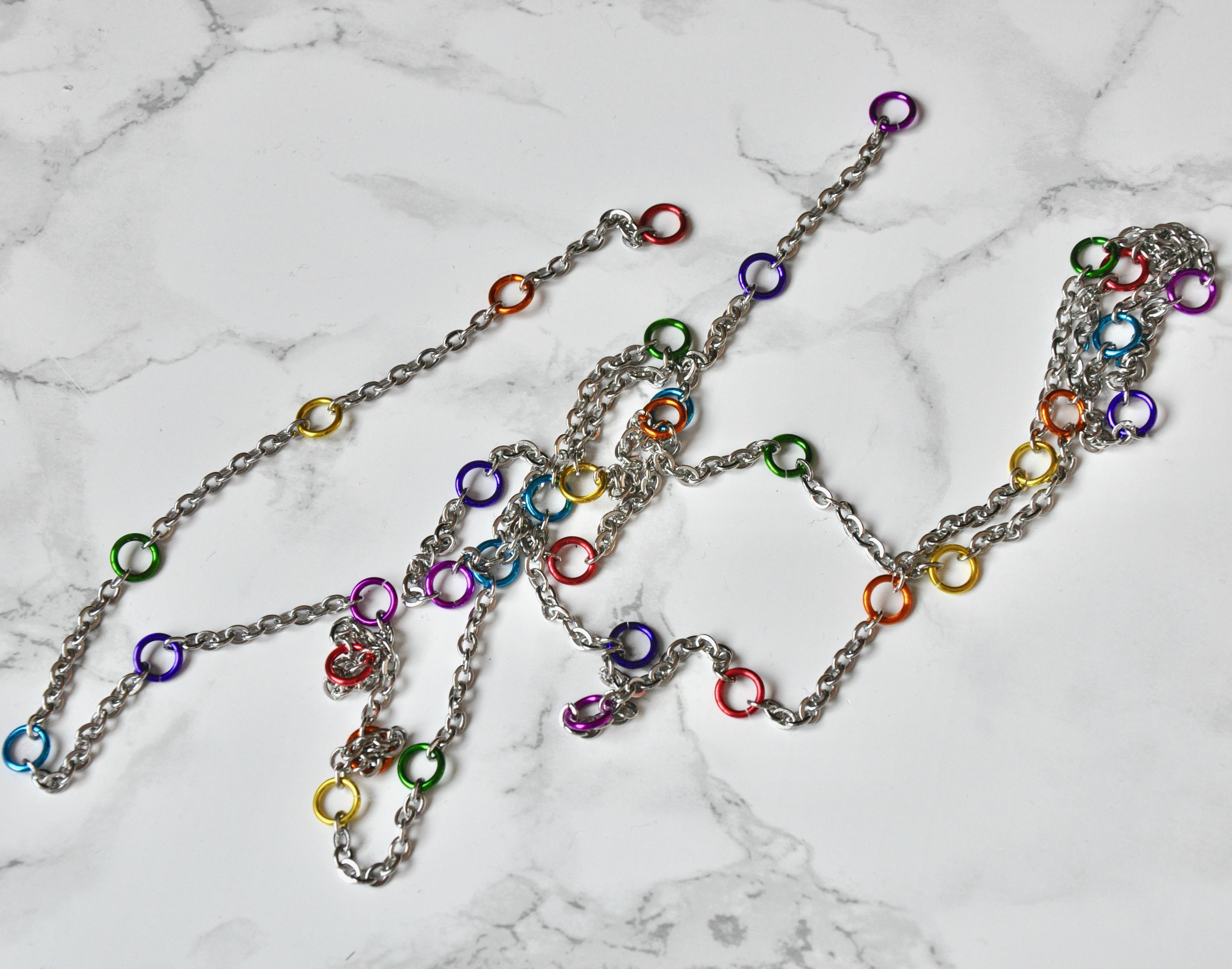 Long Wrap Chain and Rainbow Jump Ring Necklace 5 Steps (with Pictures