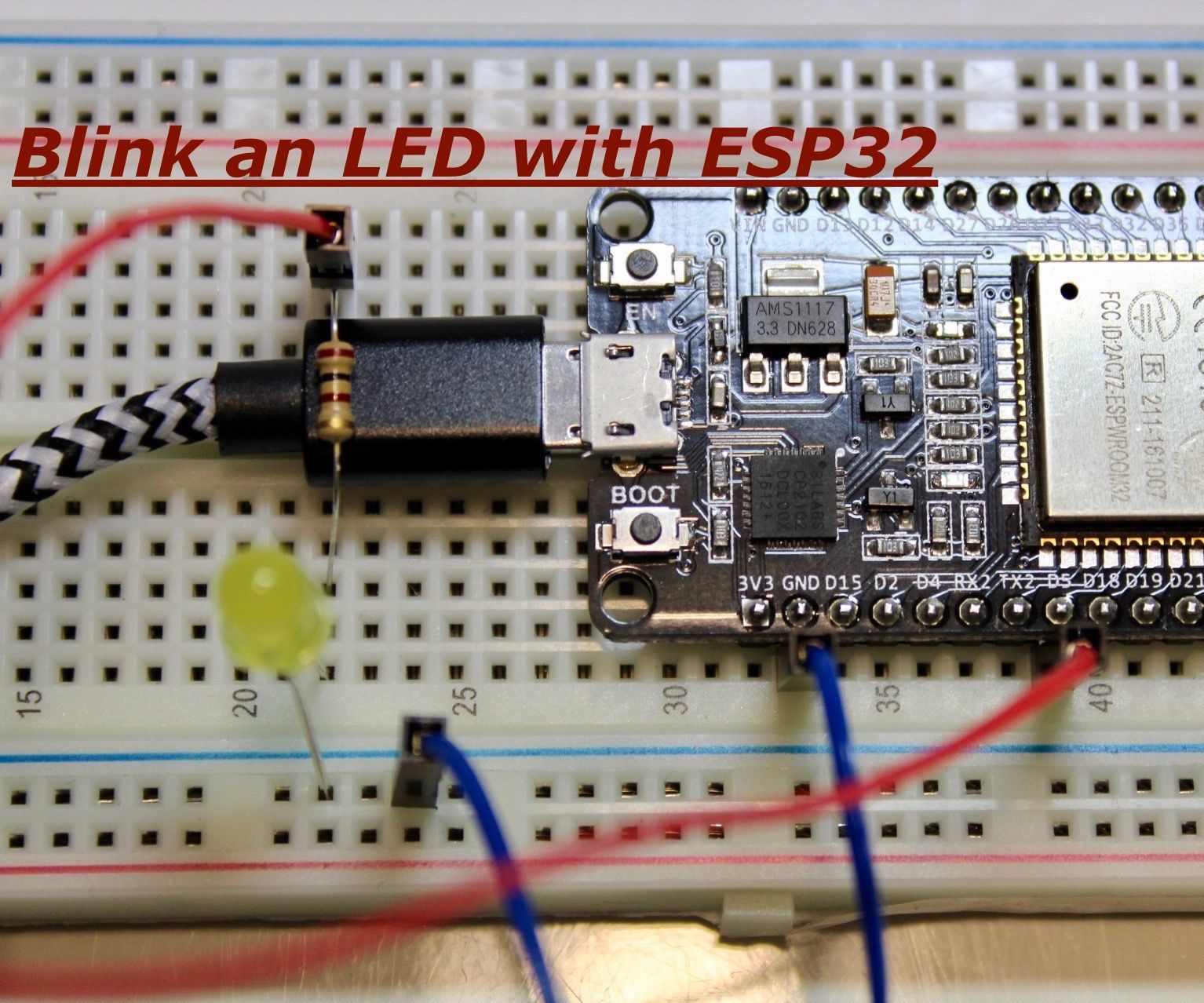 Blinking an LED With ESP32 3 Steps Instructables