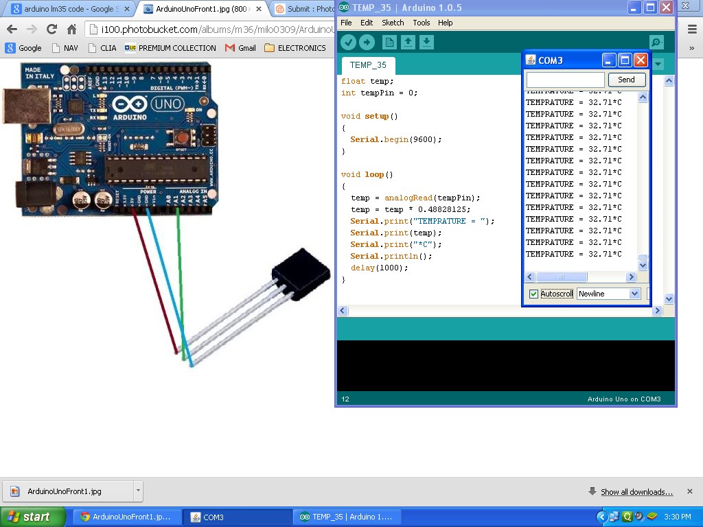 ARDUINO TEMPERATURE SENSOR LM35 Instructables