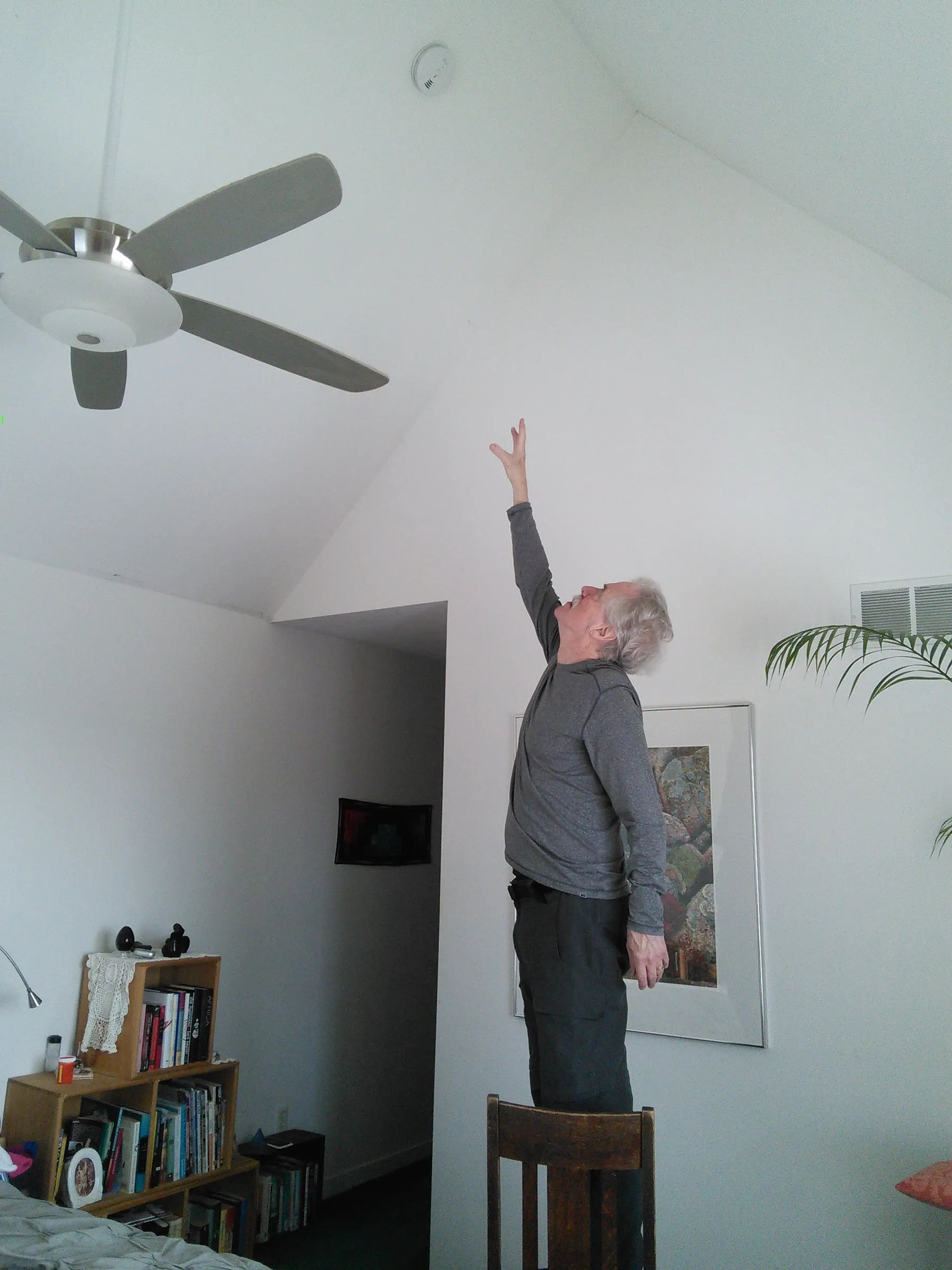 Reach a Smoke Alarm in a Cathedral Ceiling With an "Alarm Arm" (version
