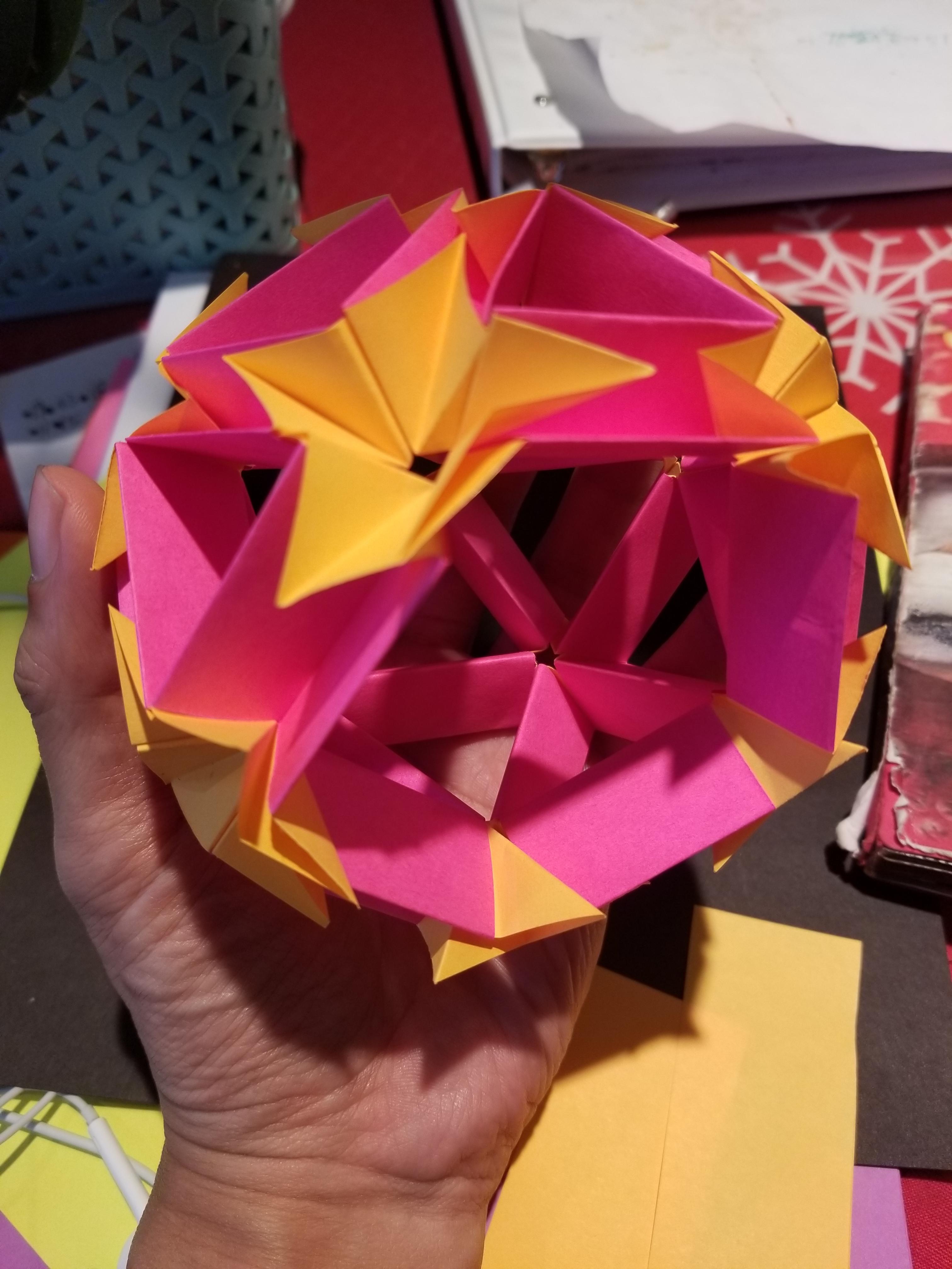 Flower Origami Ball With Sticky Notes 6 Steps (with Pictures