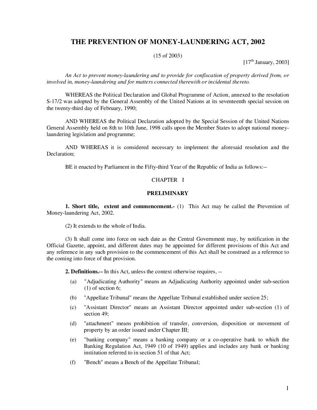 Download The Prevention of Money Laundering Act 2002 Notes PDF Online2020