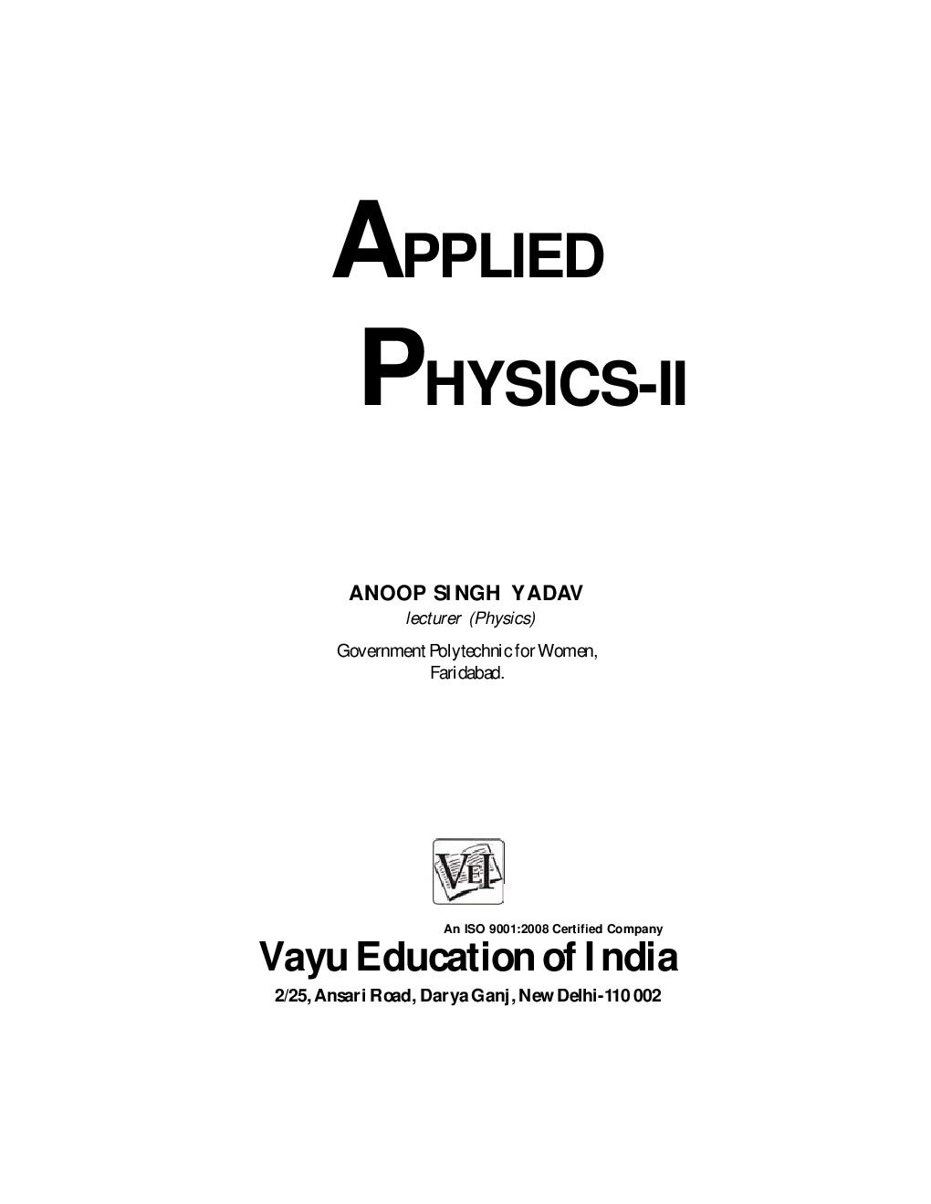 Download Applied Physics 2 PDF Online By Anoop Singh Yadav eBook 2022