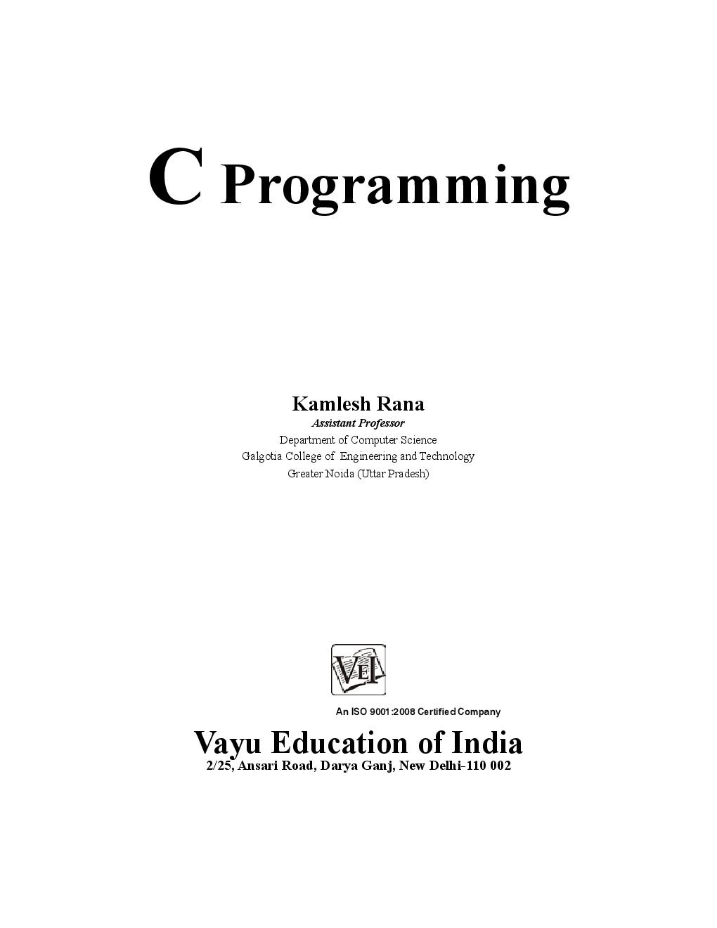 Download C Programming PDF Online By Kamlesh Rana eBook 2022