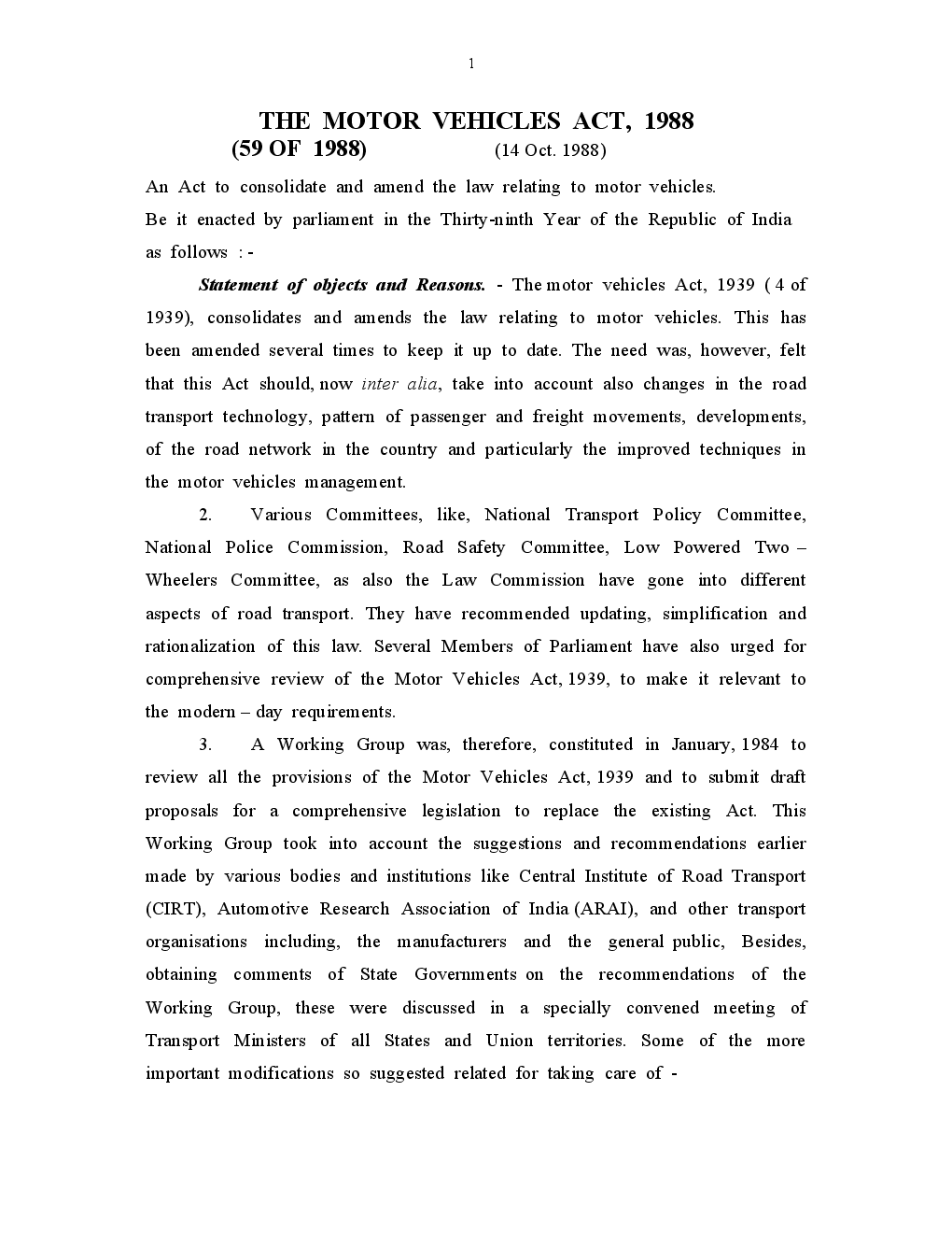 Download Motor Vehicles Act 1988 PDF Online 2020 by Panel Of Experts