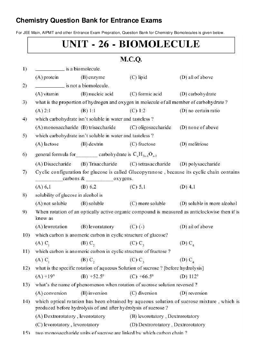 Download Biomolecules Chemistry PDF Online 2020 by Panel Of Experts