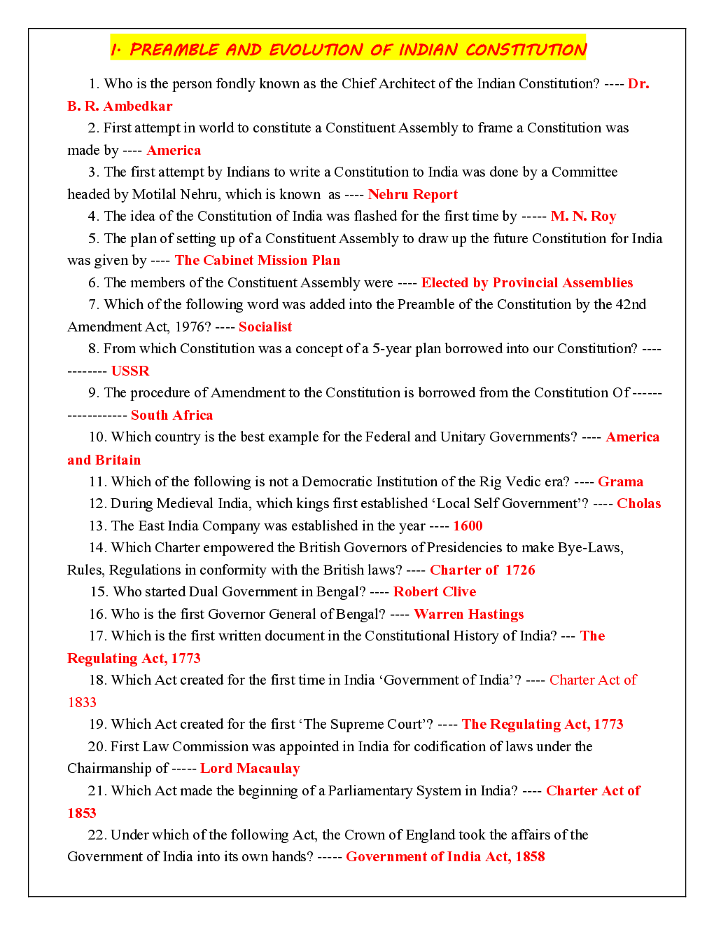 Details 100 mcq on historical background of indian constitution