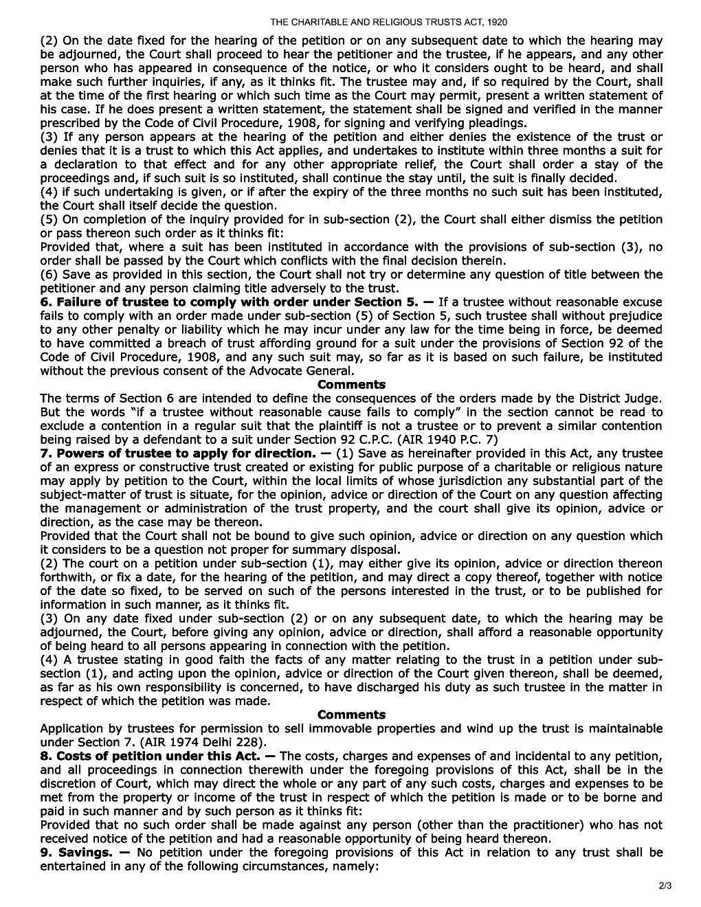 Download The Charitable And Religious Trusts Act, 1920 PDF Online