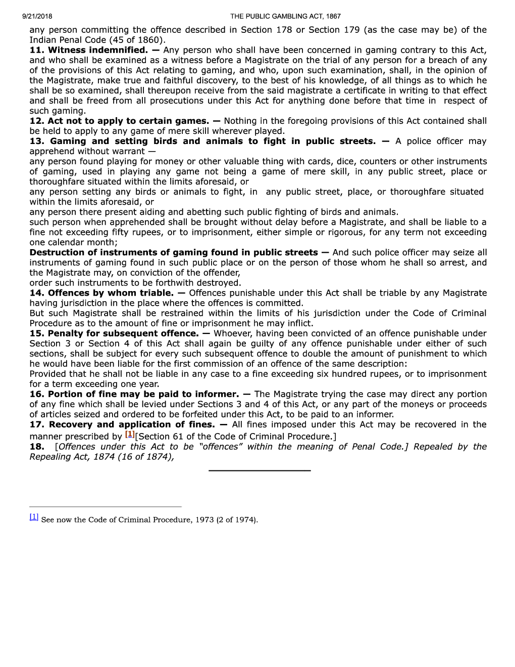 Download The Public Gambling Act, 1867 PDF Online by Panel Of Experts