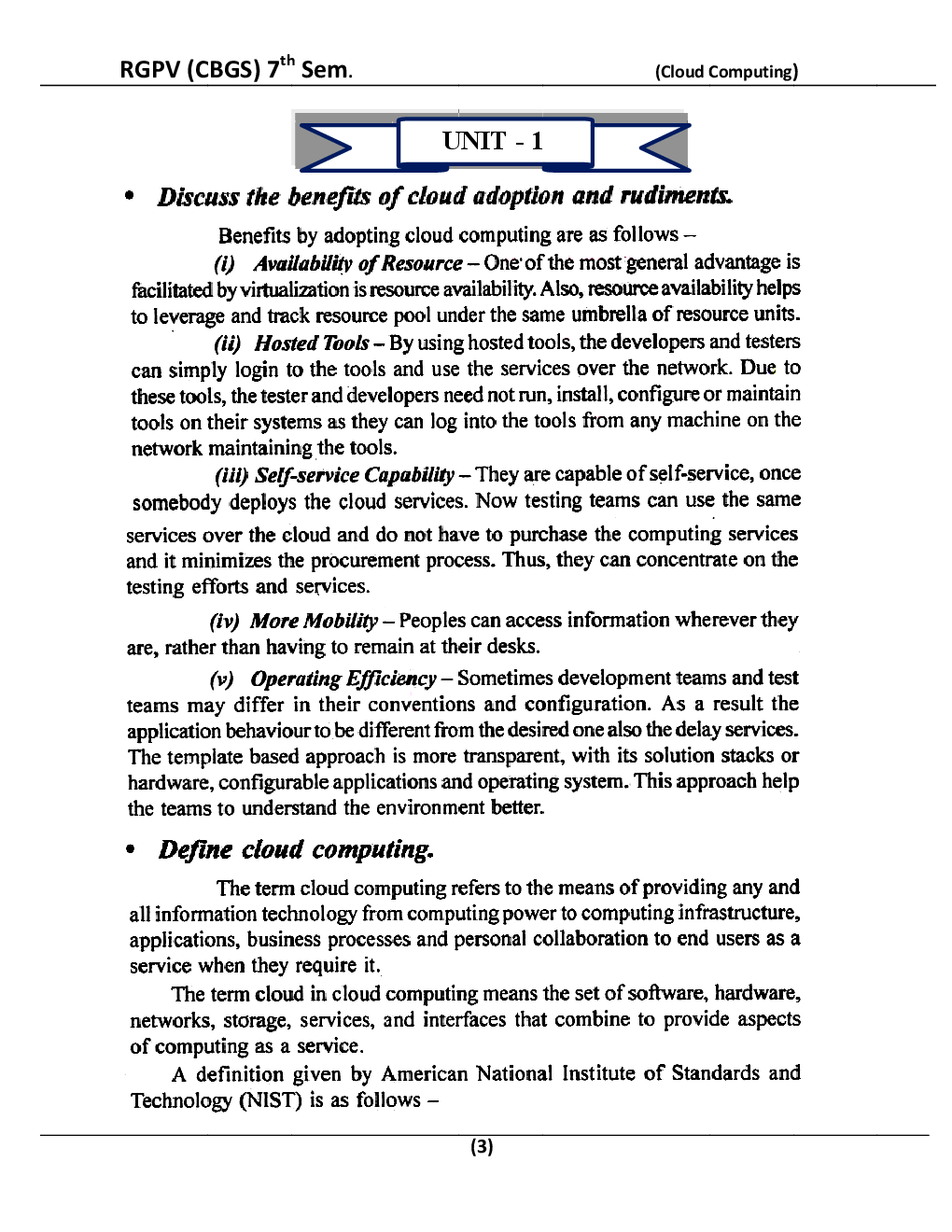 Download (RGPV BE 7th Sem) Cloud Computing Computer