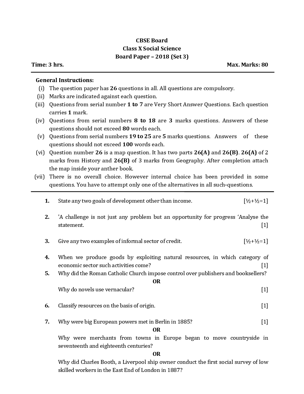 Download CBSE Social Science Question Papers With Solutions For Class X